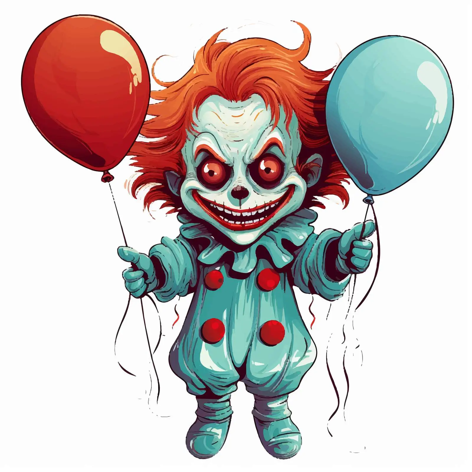 Creepy Clown Holding Balloon Vector Illustration — free download from Dotvec