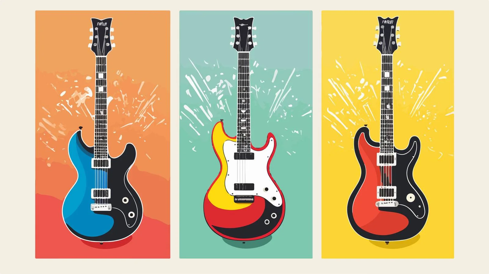Vibrant Posters Featuring Guitars Vector Illustration — free download from Dotvec