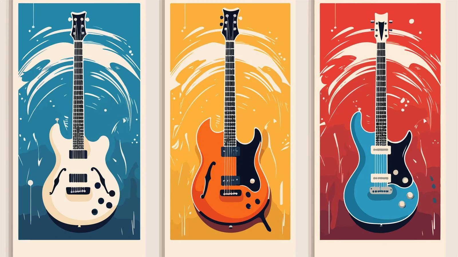 Musical Posters Featuring Guitars Illustration — free download from Dotvec