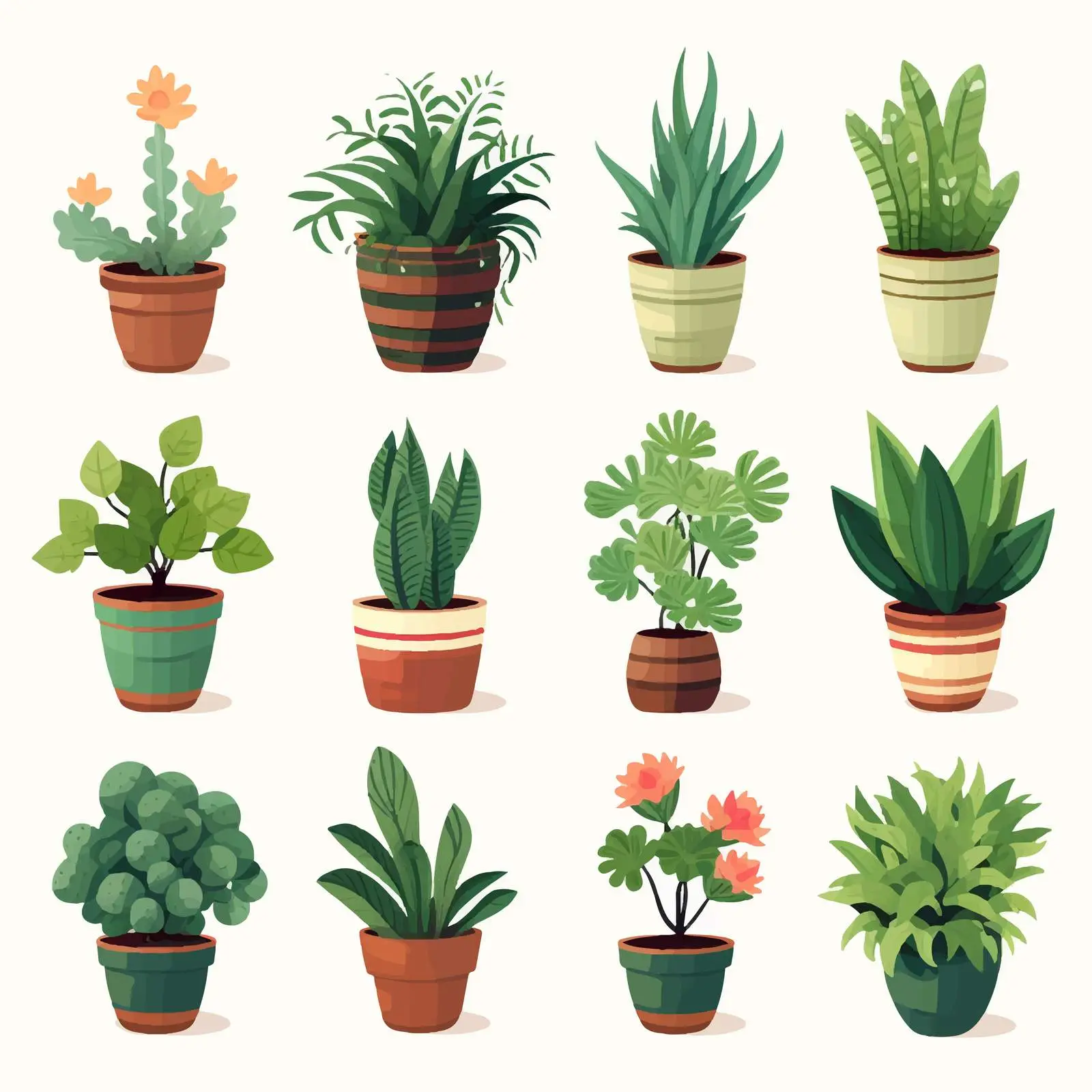 Set of Potted House Plants and Flowers — free download from Dotvec