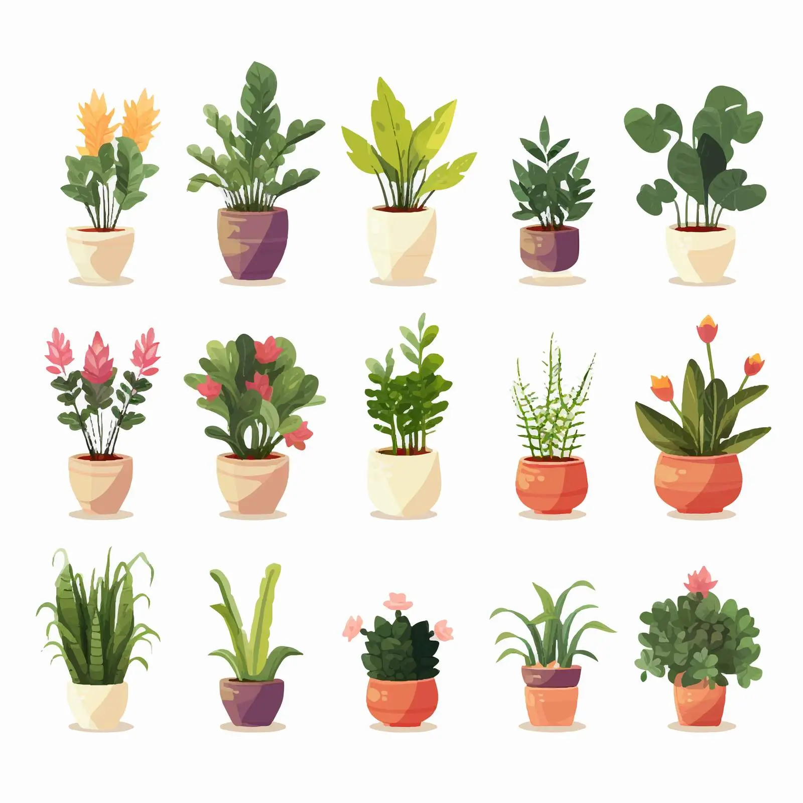 Potted House Plants and Flowers Set — free download from Dotvec
