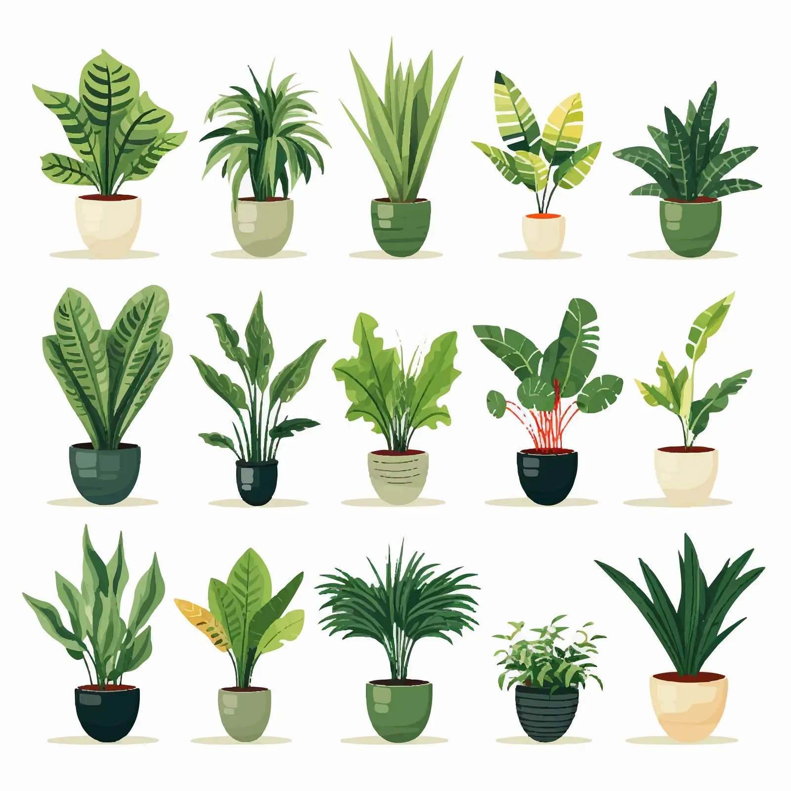 Potted House Plants in Colorful Planters — free download from Dotvec