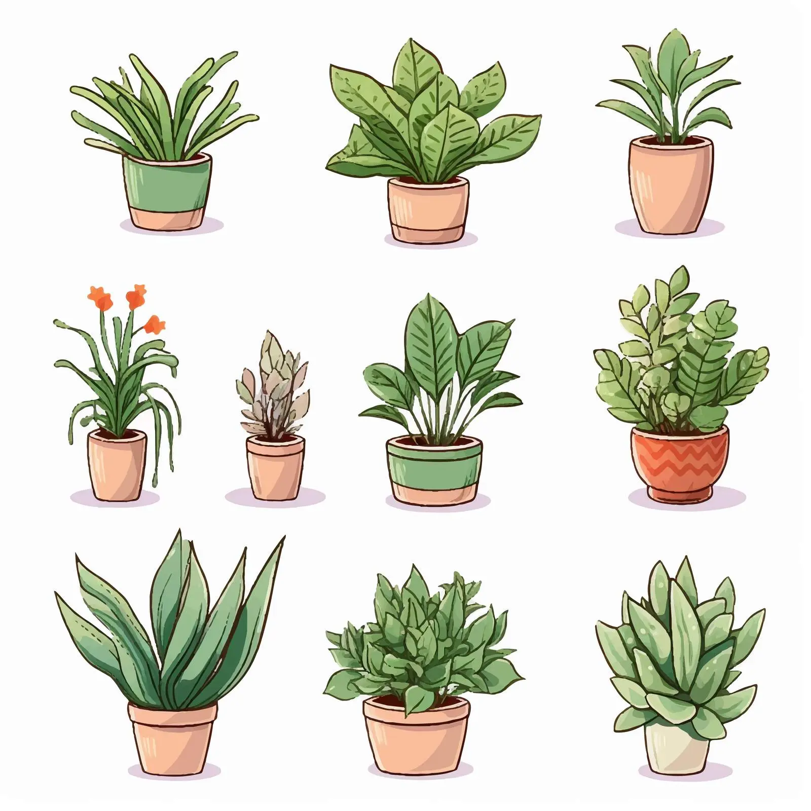 Potted Plant Line Vector Illustration on White Background — free download from Dotvec