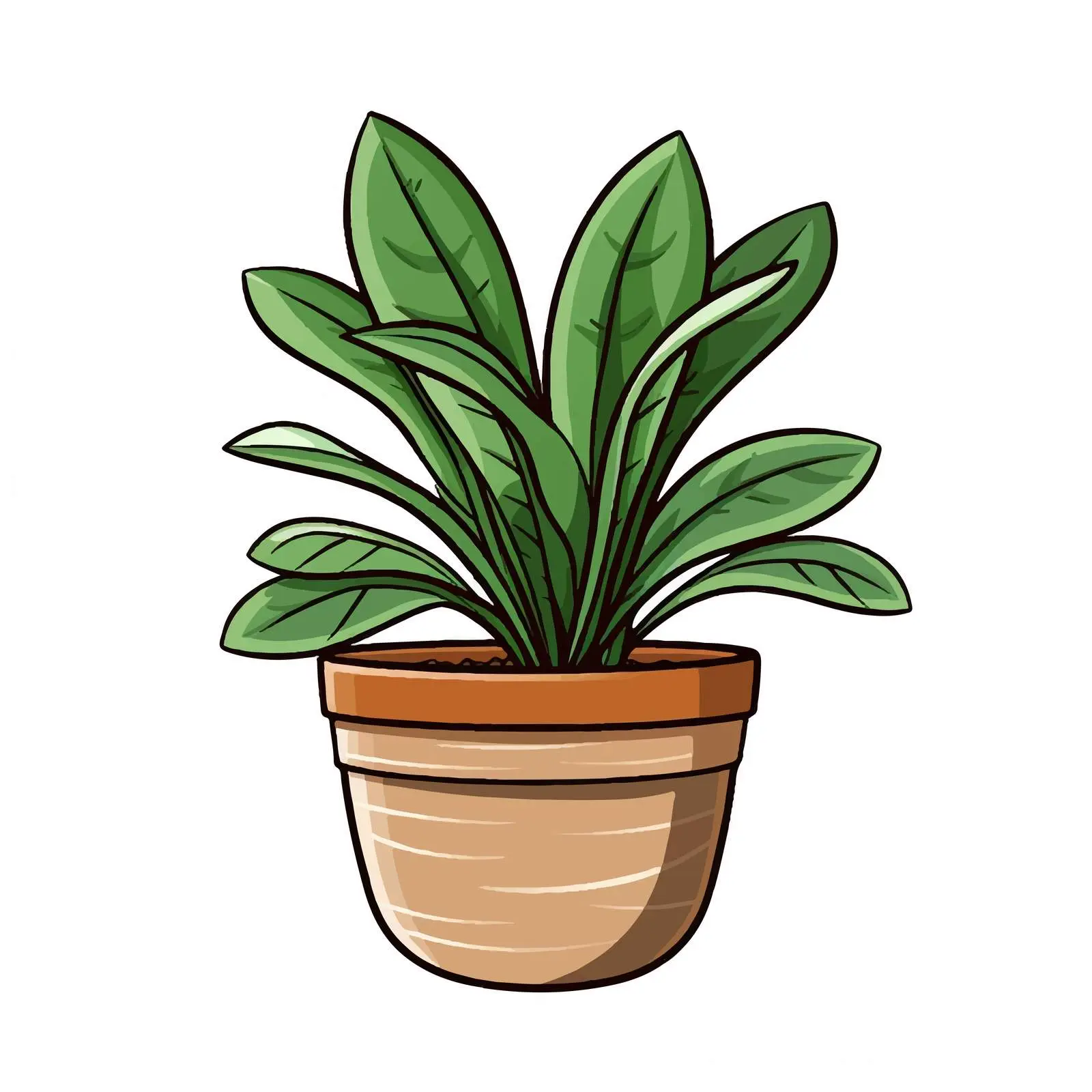 Potted Plant Line Vector Illustration on White Background — free download from Dotvec