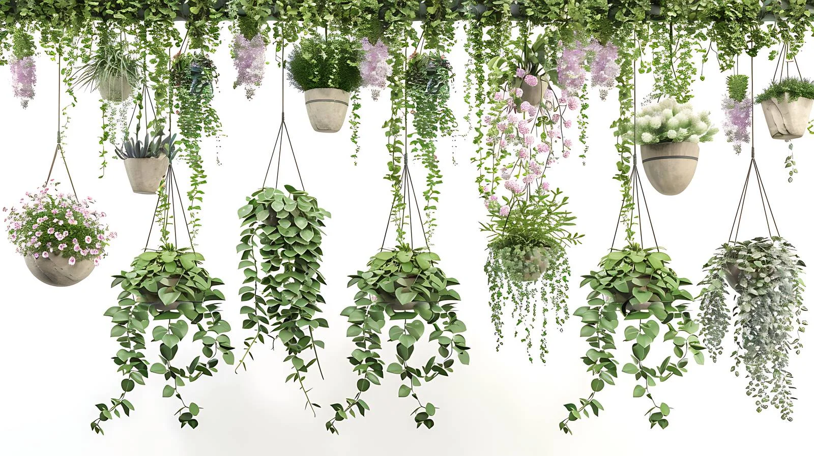 Vertical Garden Featuring Diverse Hanging Plants — free download from Dotvec