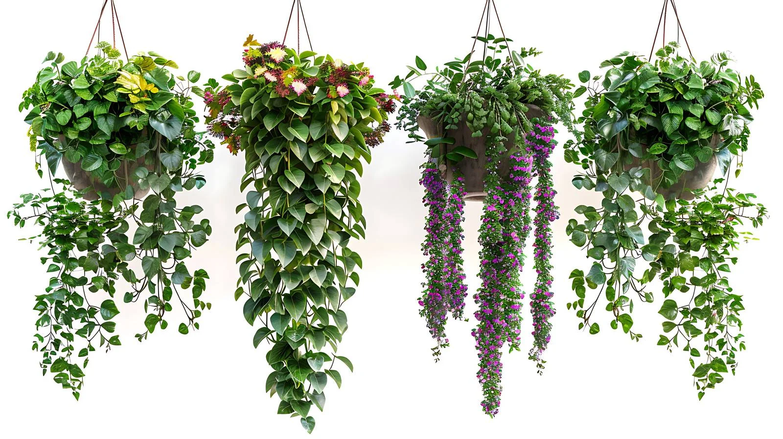 Greenery adorning wall in hanging pots — free download from Dotvec