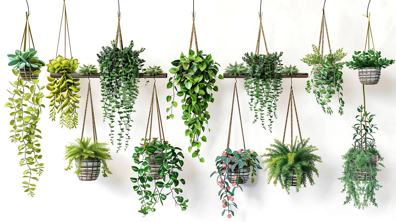 Vibrant Potted Plants Adorning Wall Display — free download from Dotvec