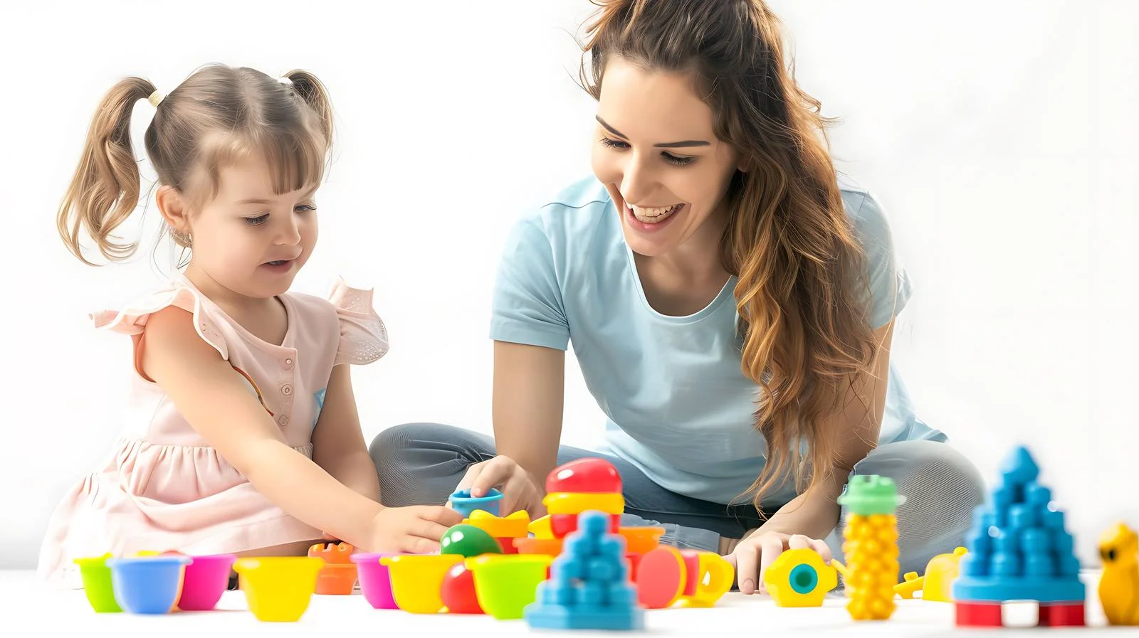 Engaging Pre-school Teacher with Kindergarten Girl — free download from Dotvec