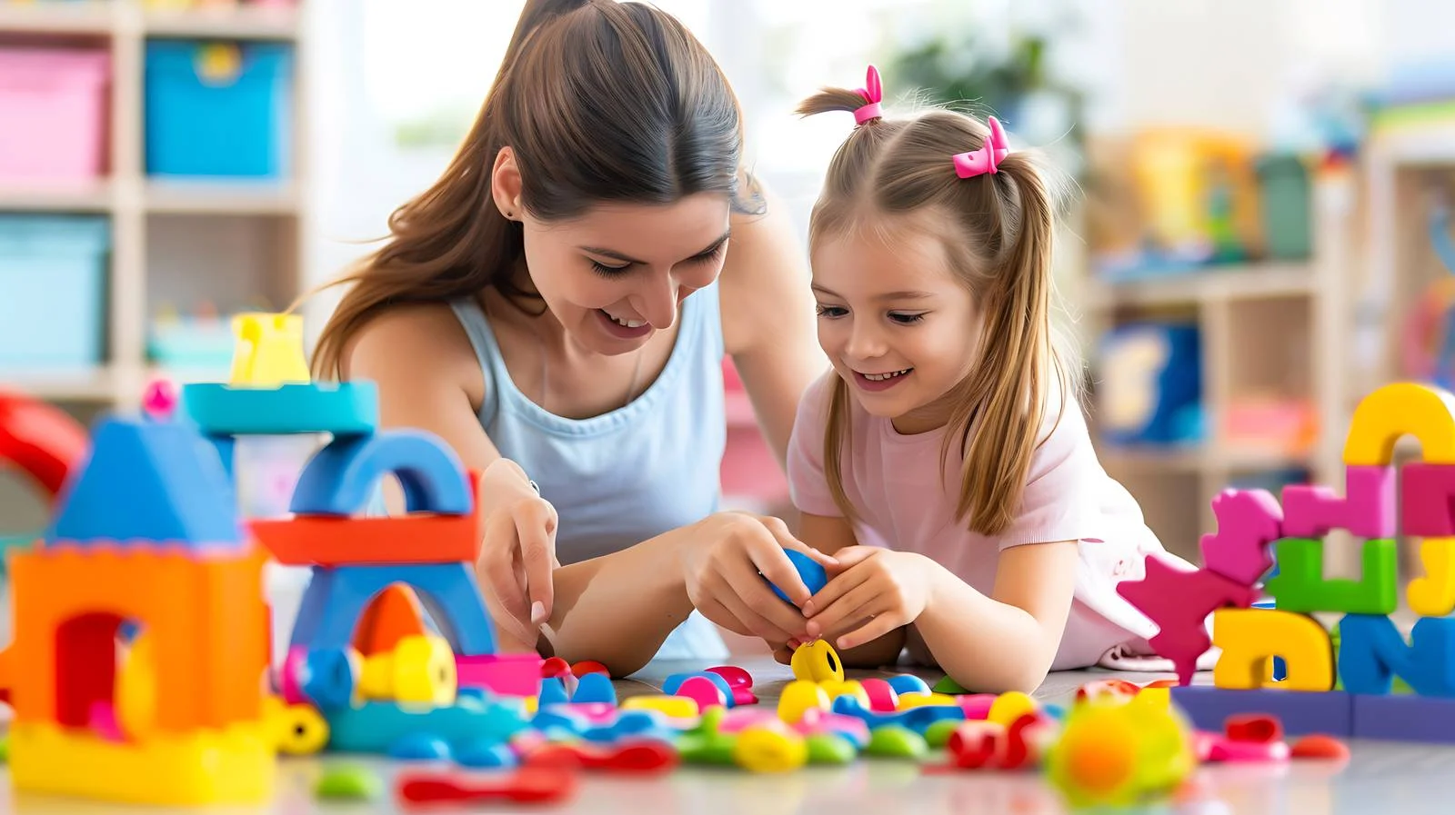 Engaging Preschool Teacher with Kindergarten Student — free download from Dotvec