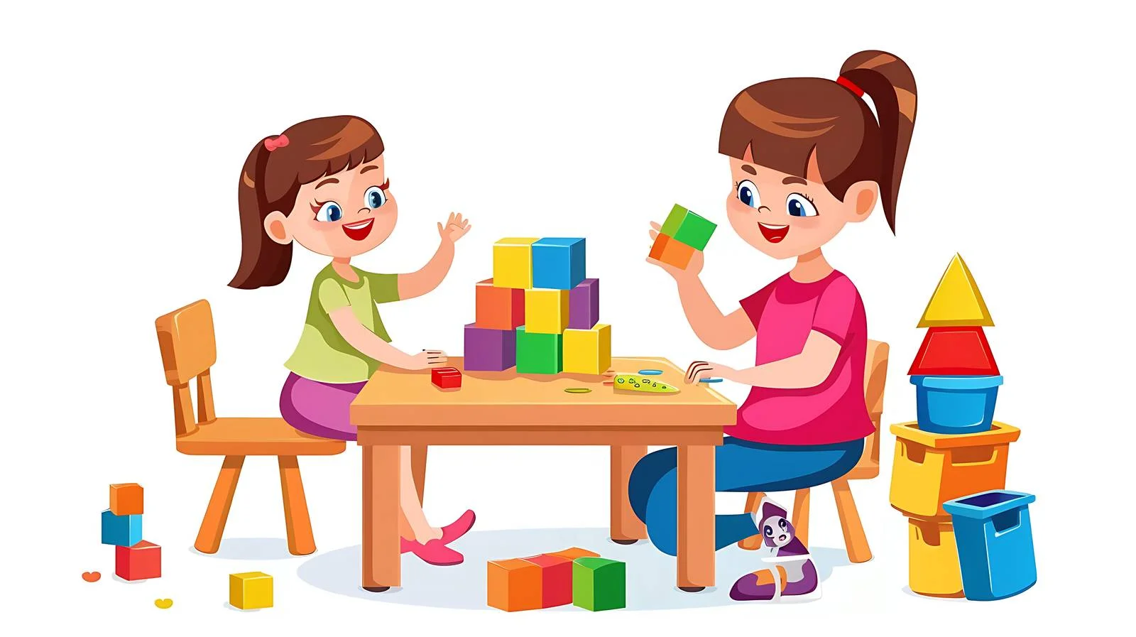 Engaging Preschool Teacher with Kindergarten Student — free download from Dotvec