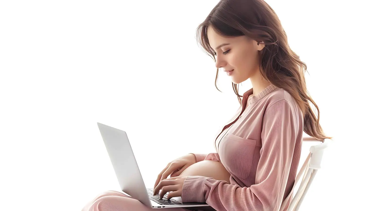 Young Pregnant Woman Using Laptop for Health — free download from Dotvec