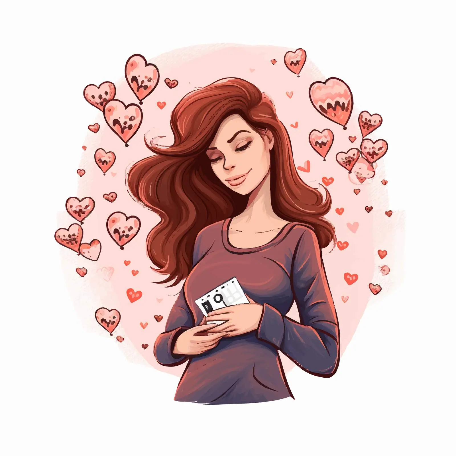 Pregnant Girl Counting Weeks with Big Belly – free gestation image from Dotvec