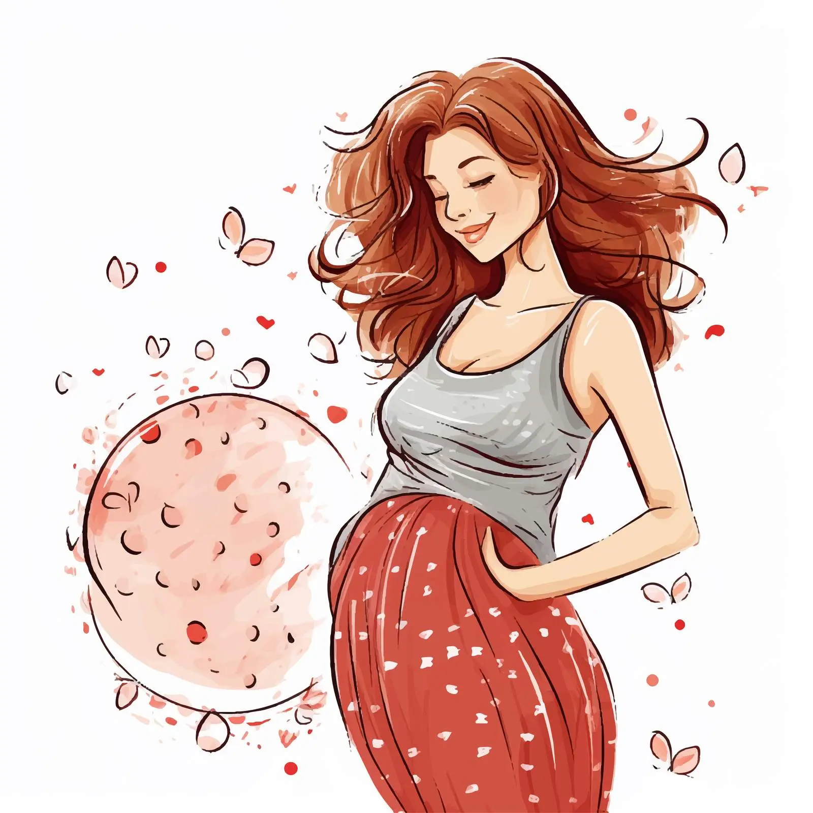 Pregnant Girl Counting Weeks of Pregnancy — free download from Dotvec