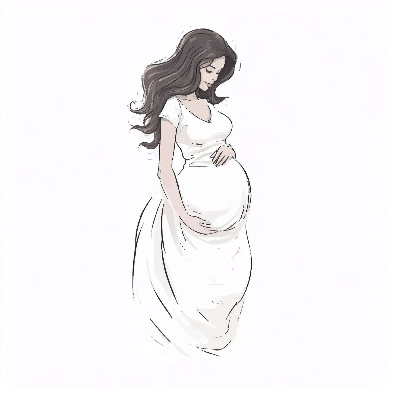 Minimalist Illustration of Pregnant Woman — free download from Dotvec