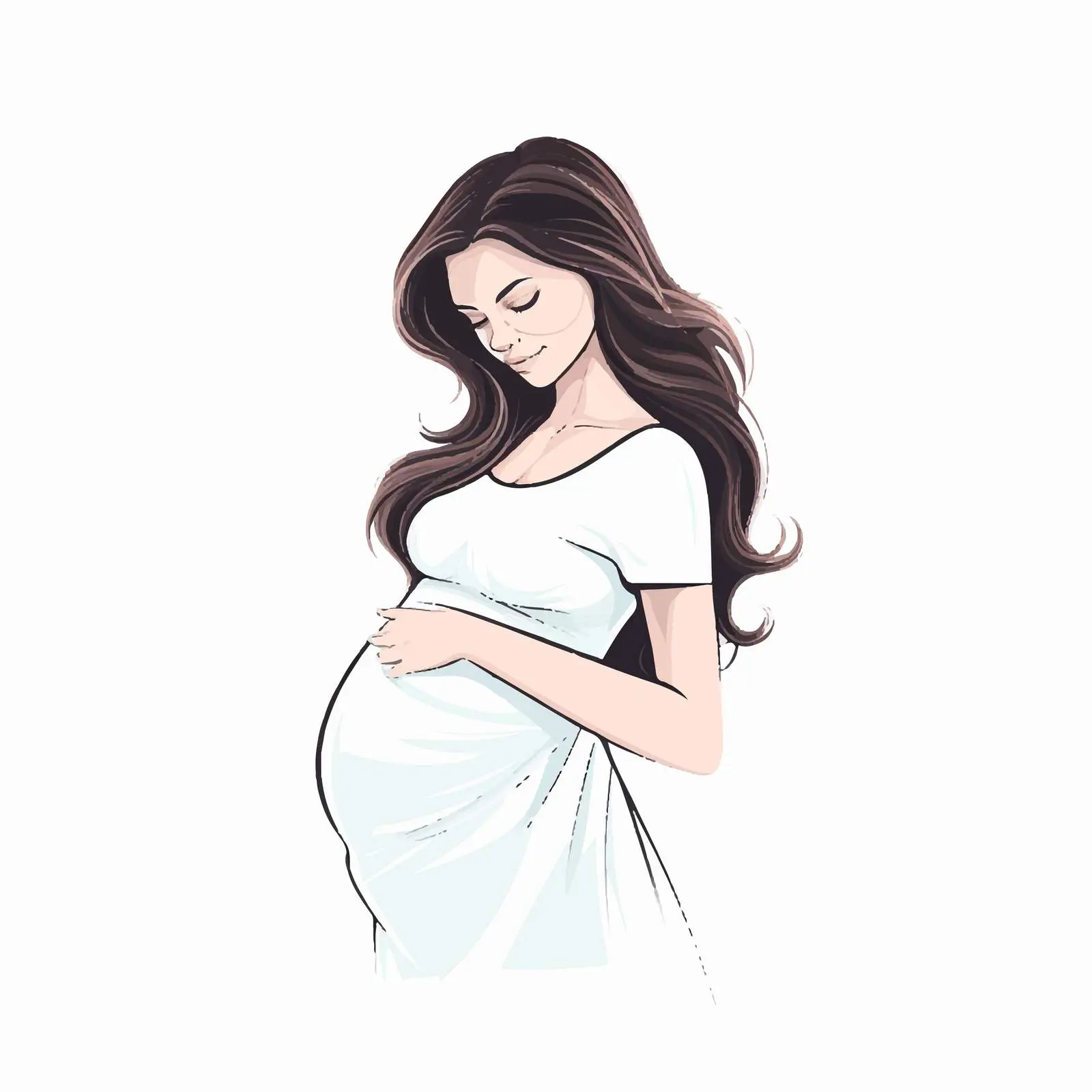 Minimalist Pregnancy Art with Big Belly – free gestation image from Dotvec