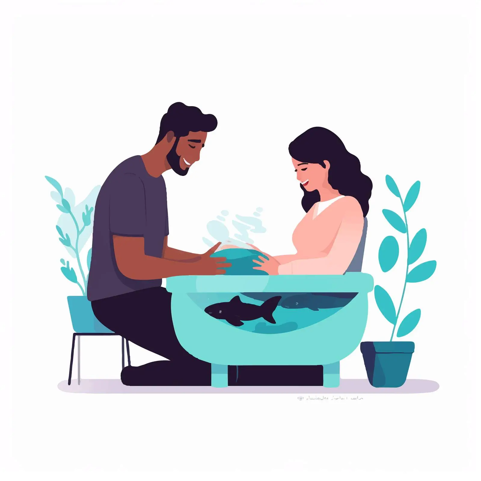 Supportive Husband at Home Water Birth – free antenatal care image from Dotvec