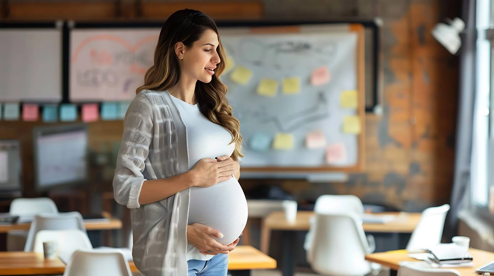 Pregnant Woman Leading Workshop in Office — free download from Dotvec