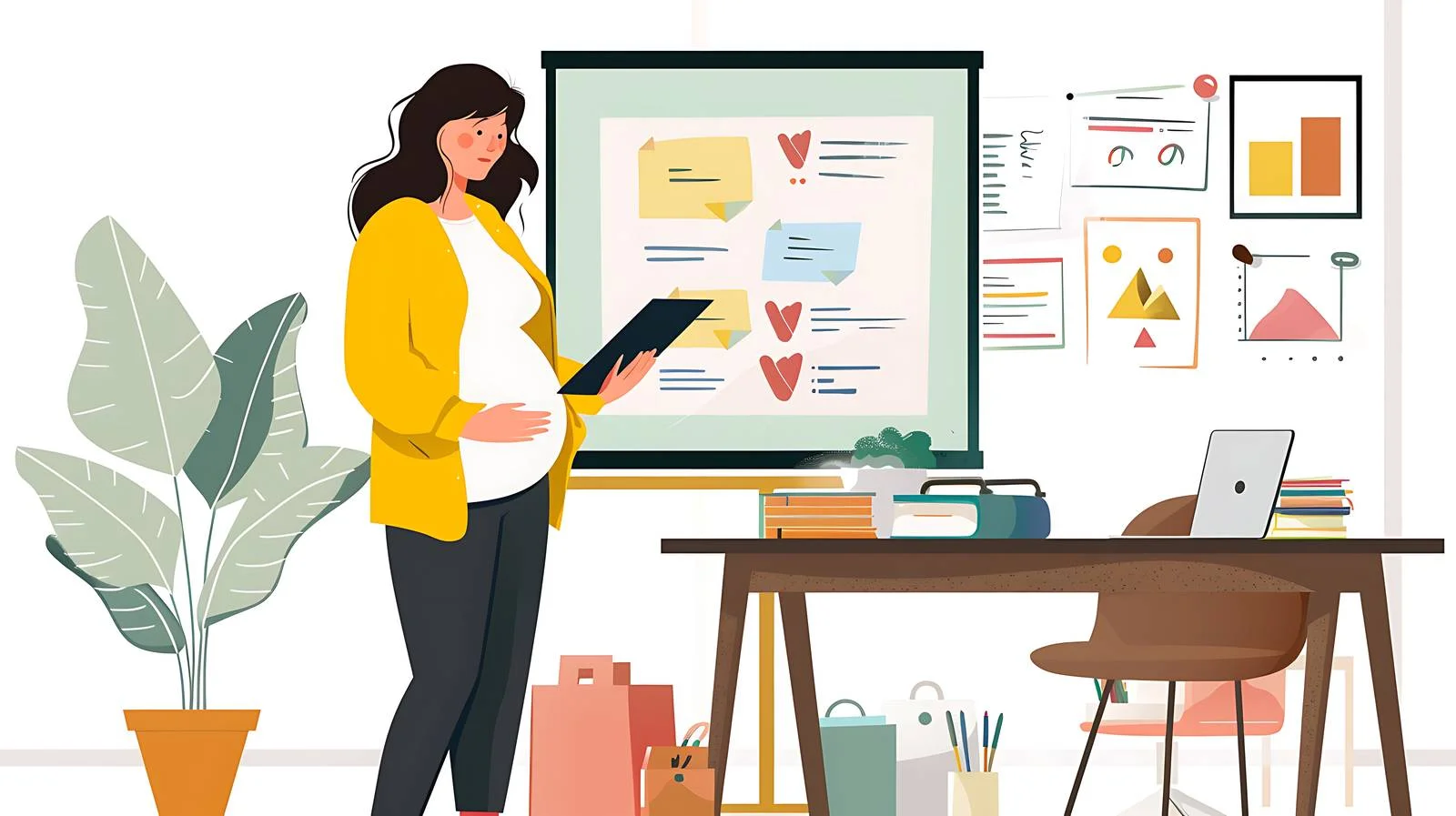 Pregnant Woman Leading Office Workshop — free download from Dotvec