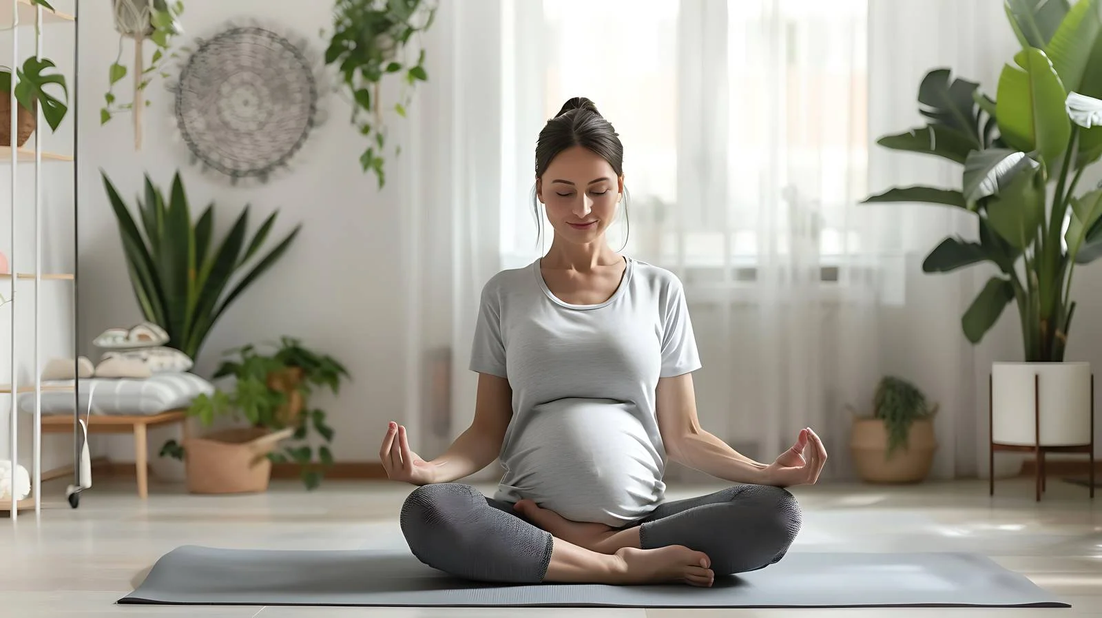 Pregnant Woman Meditating on Exercise Mat — free download from Dotvec