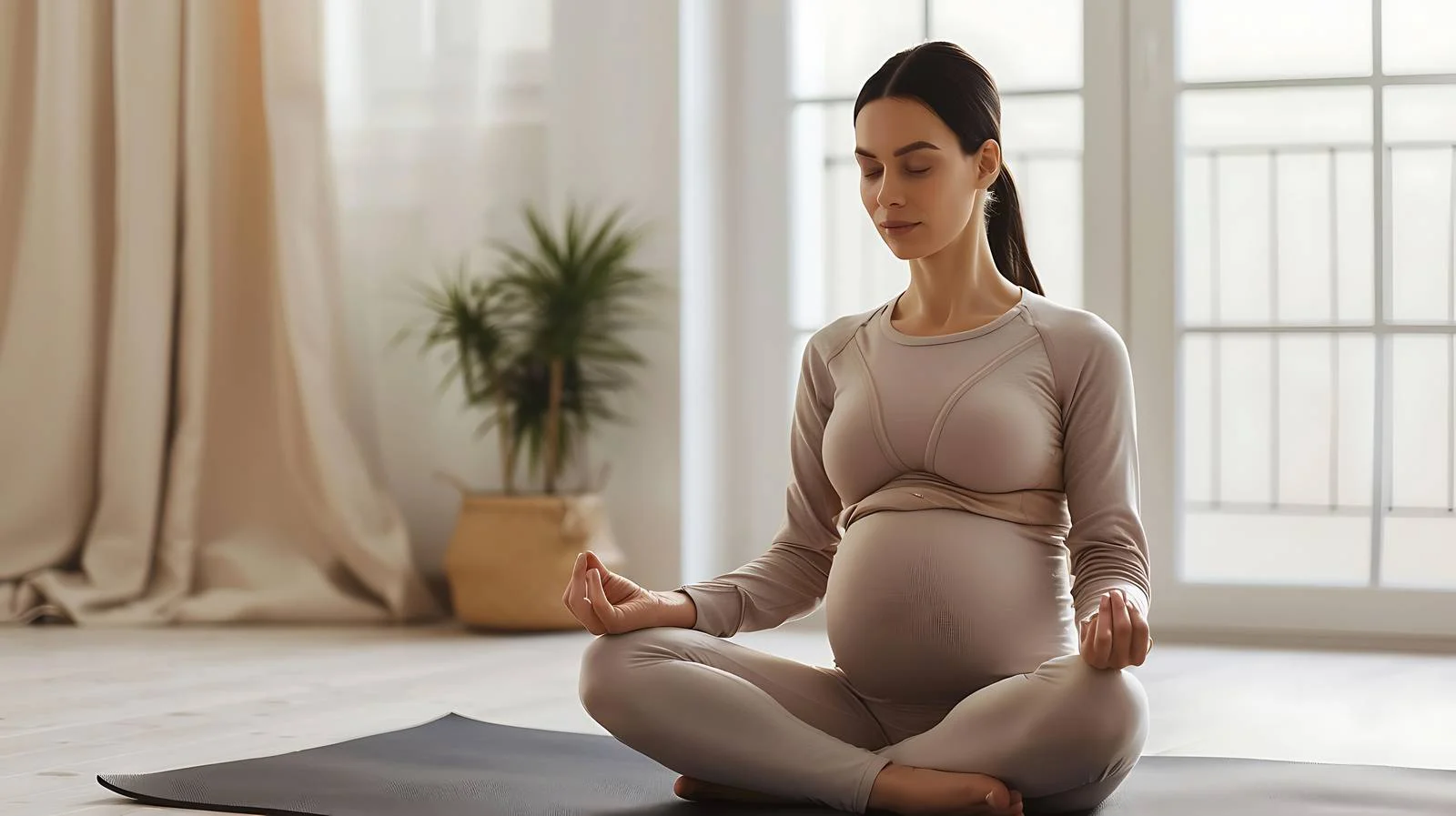 Pregnant Woman Meditating on Exercise Ball — free download from Dotvec