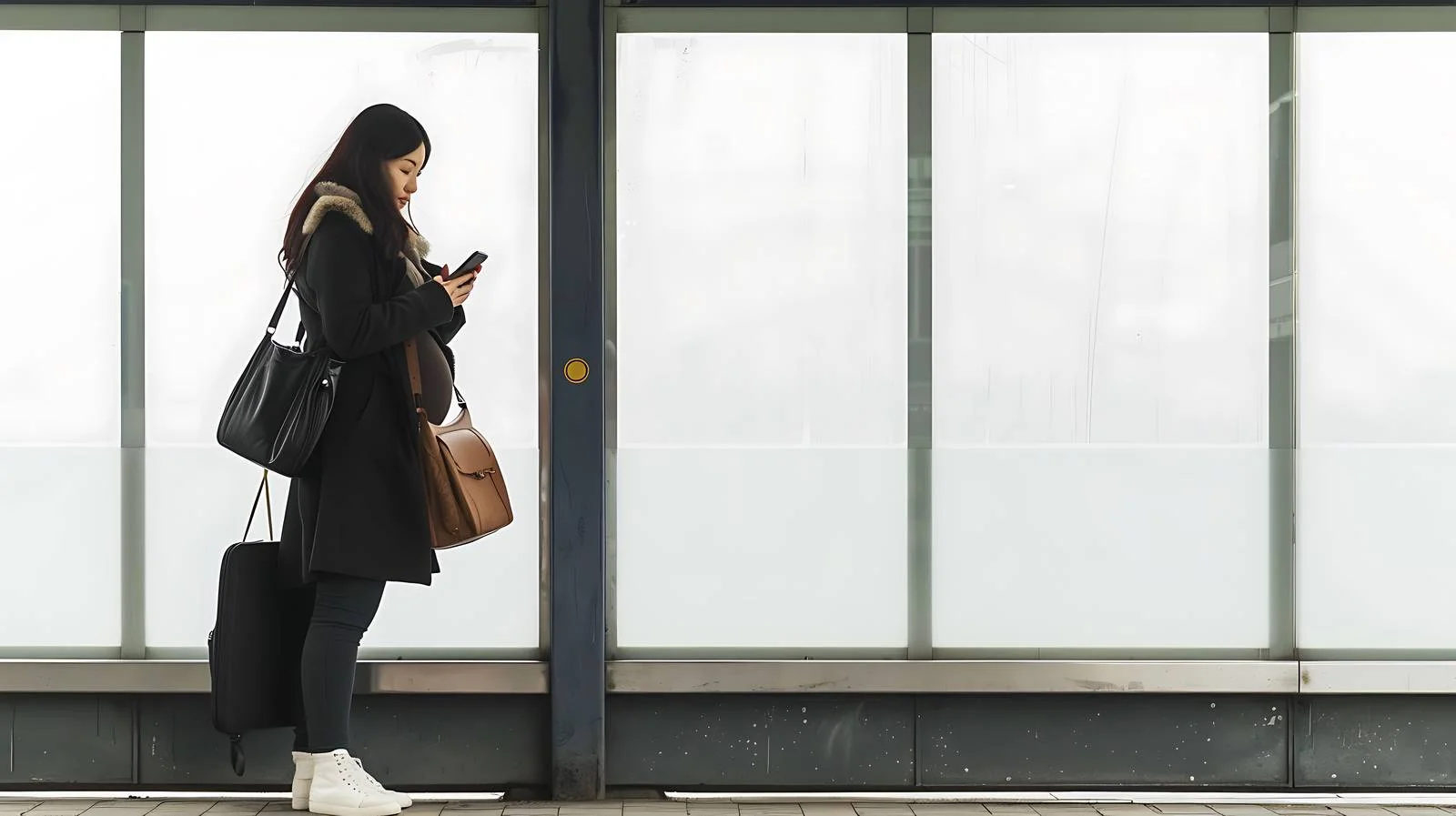 Pregnant Woman at Bus Stop — free download from Dotvec