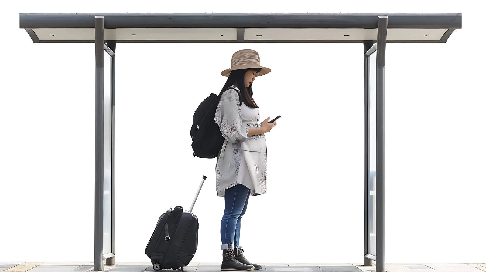 Pregnant Woman at Bus Stop — free download from Dotvec