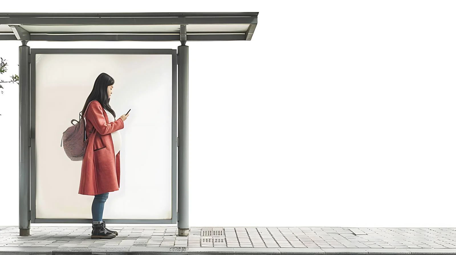 Pregnant Woman at Bus Stop — free download from Dotvec