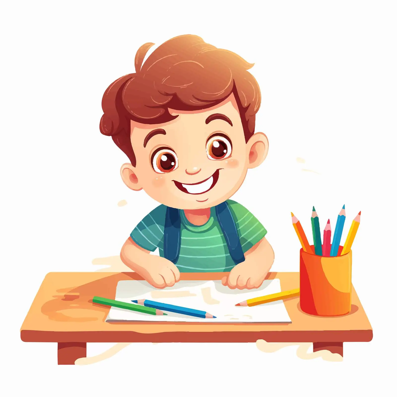Happy Toddler Drawing at Table — free download from Dotvec