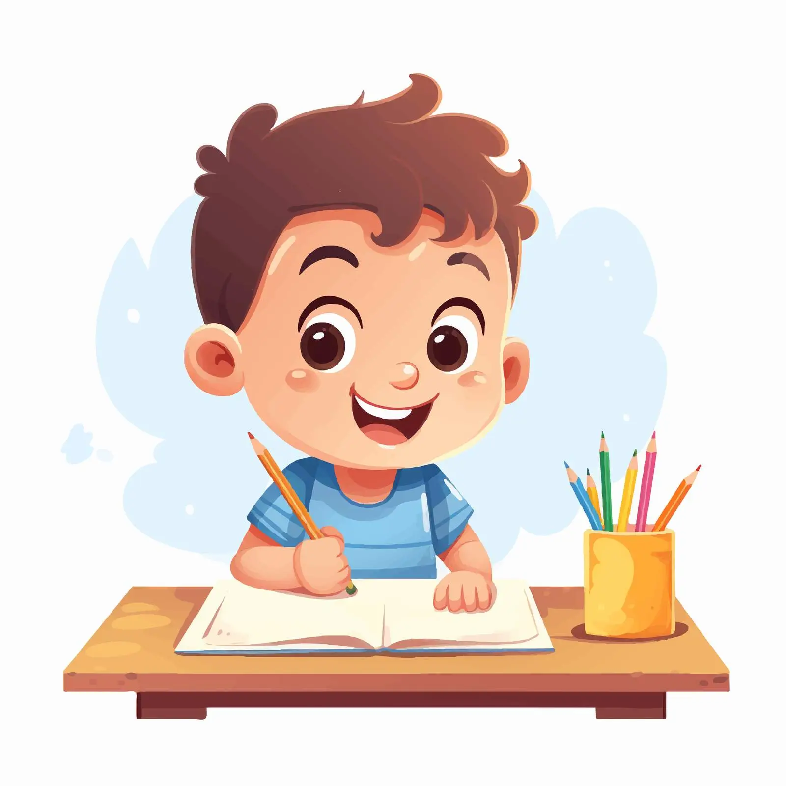 Happy Toddler Drawing at Table — free download from Dotvec