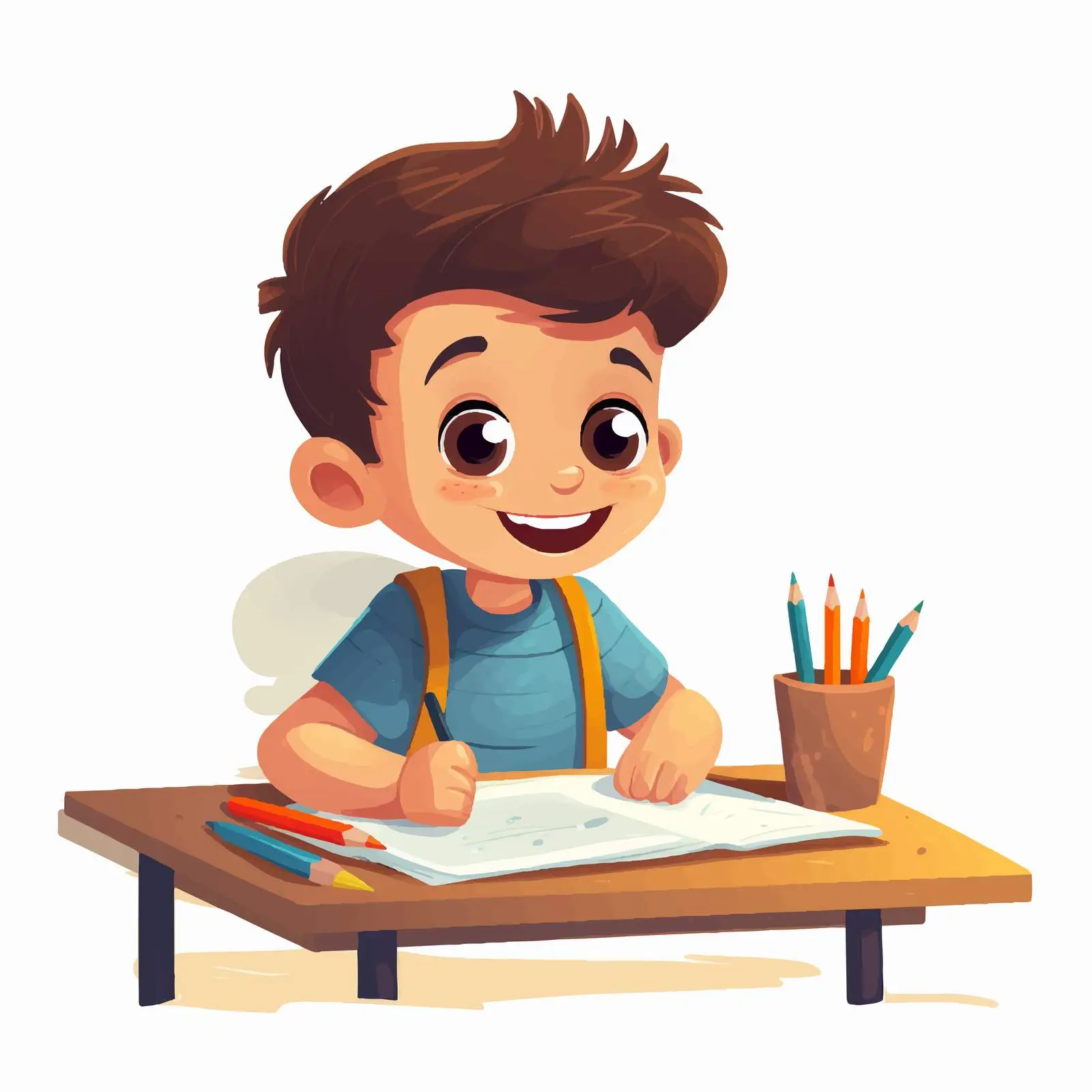 Happy Toddler Drawing at Table — free download from Dotvec