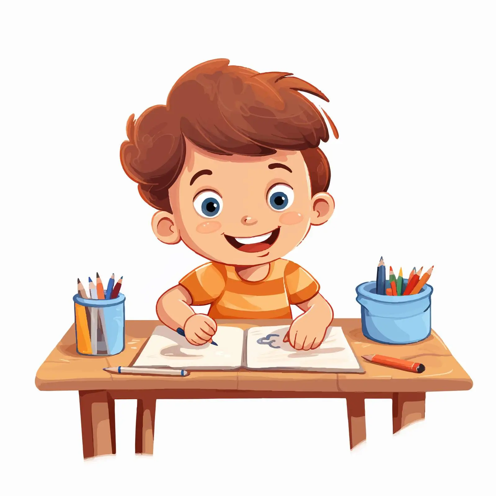 Happy Toddler Drawing at Table — free download from Dotvec