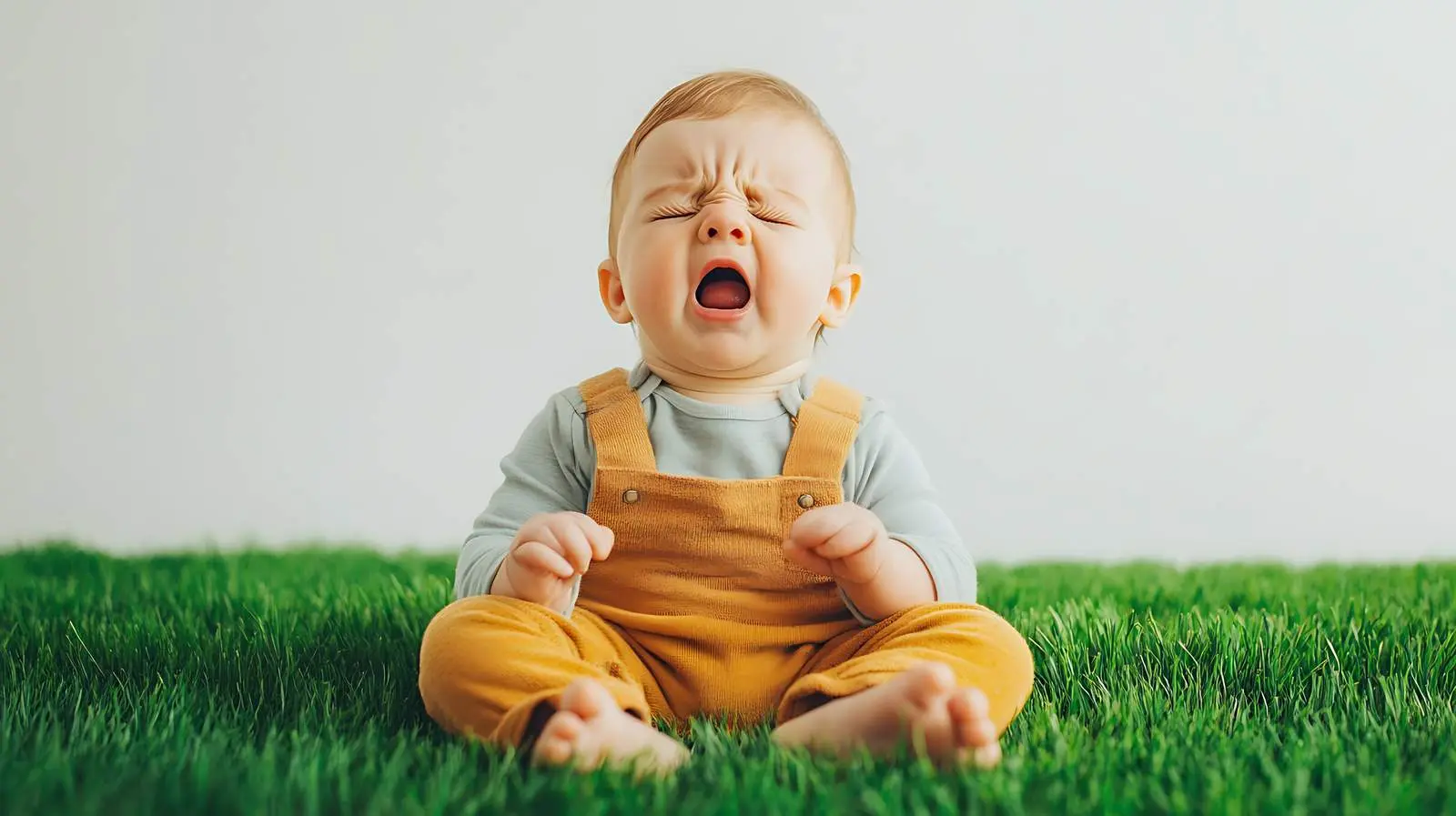 Cute Baby Sneezing on Green Grass — free download from Dotvec