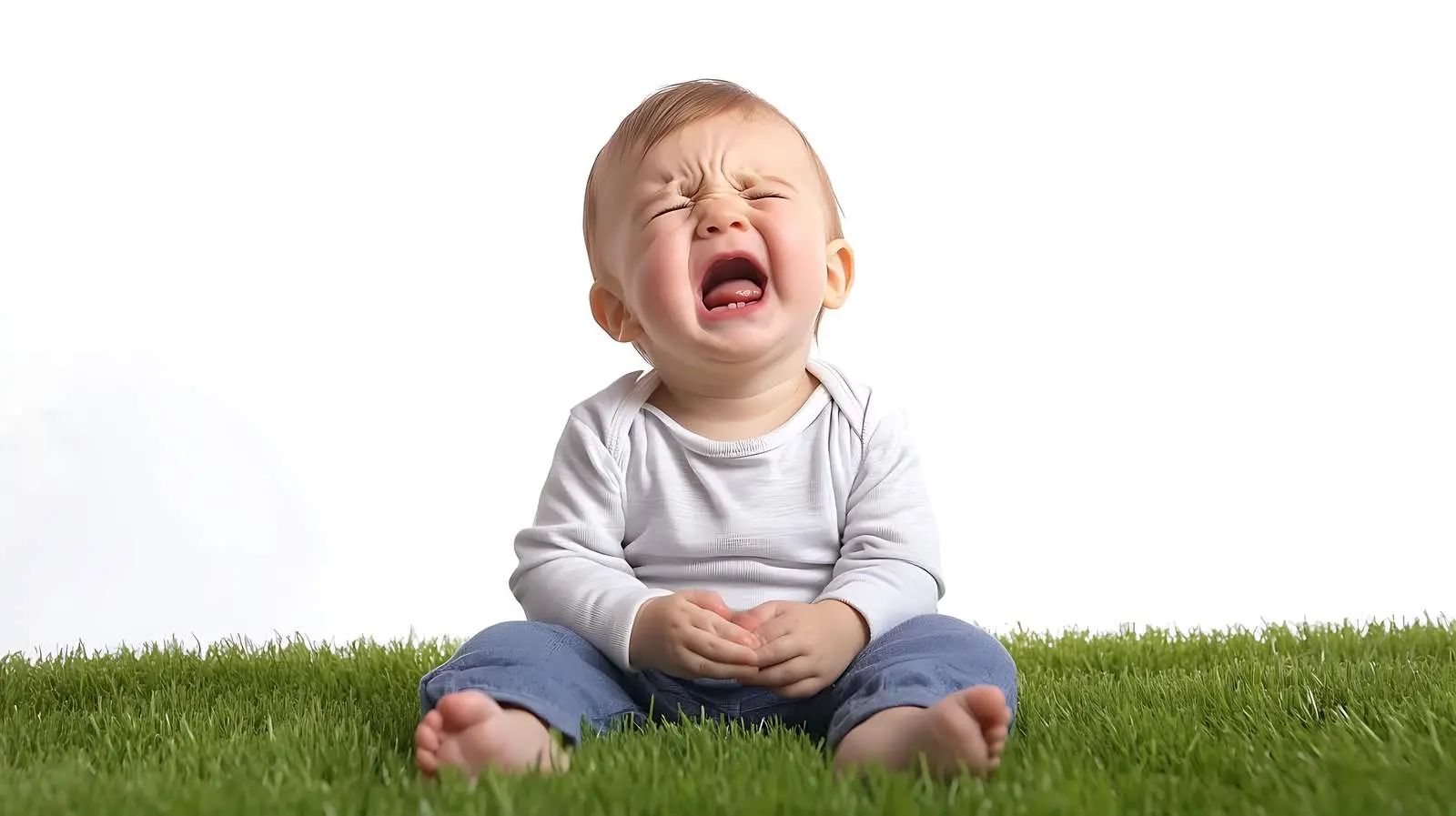 Baby Sneezing on Grass Background — free download from Dotvec