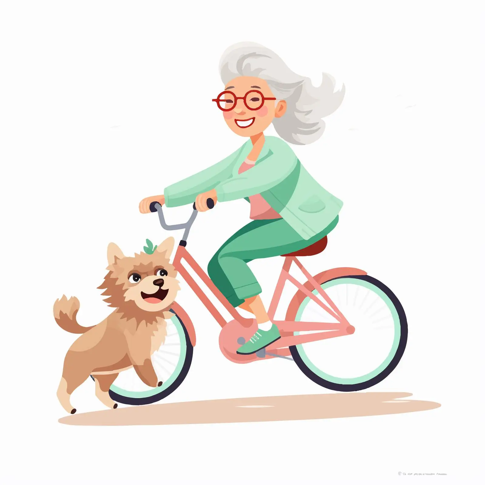 Elderly Woman Riding Bike in Casual Attire — free download from Dotvec