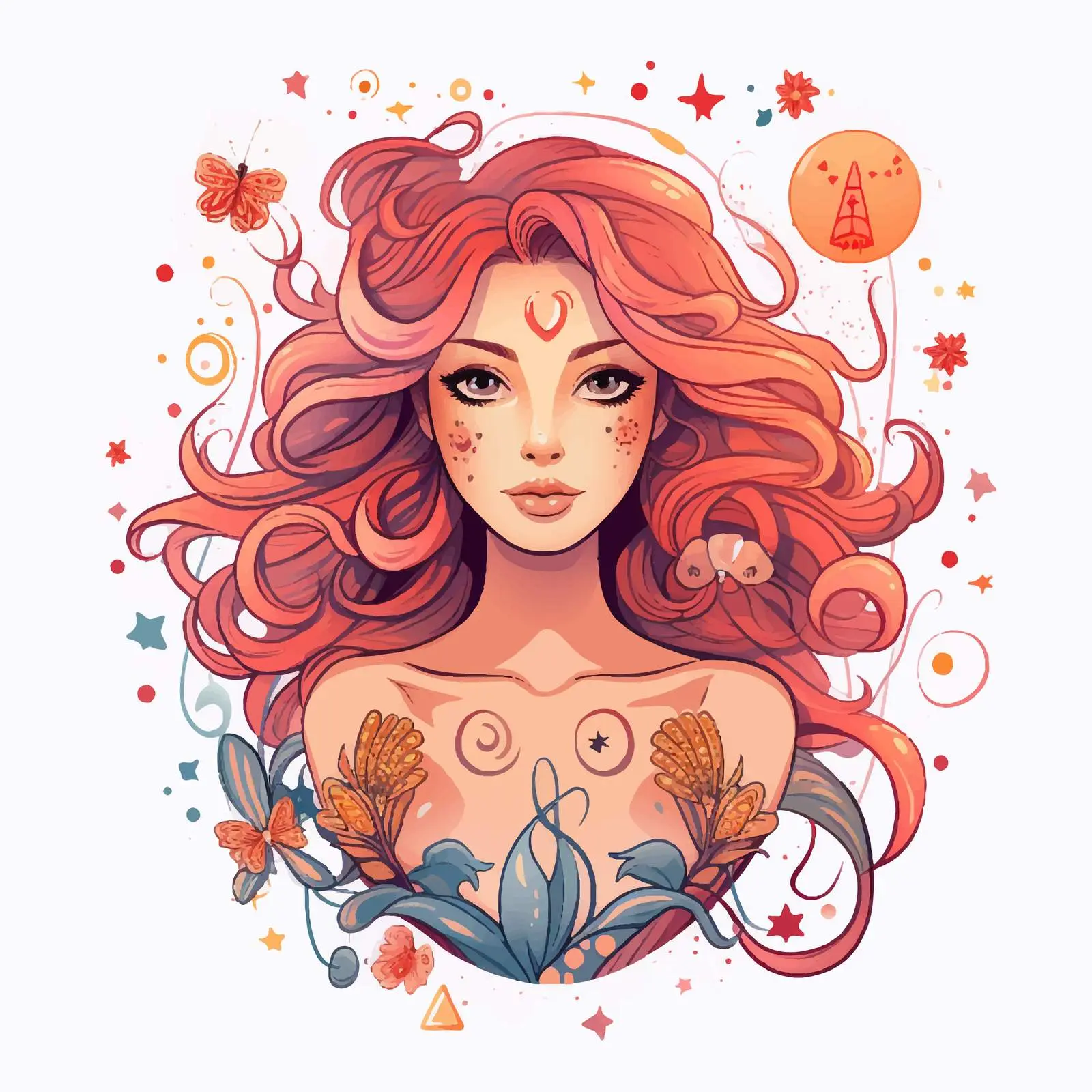 Cancer Zodiac Sign Doodle Postcard Decoration — free download from Dotvec