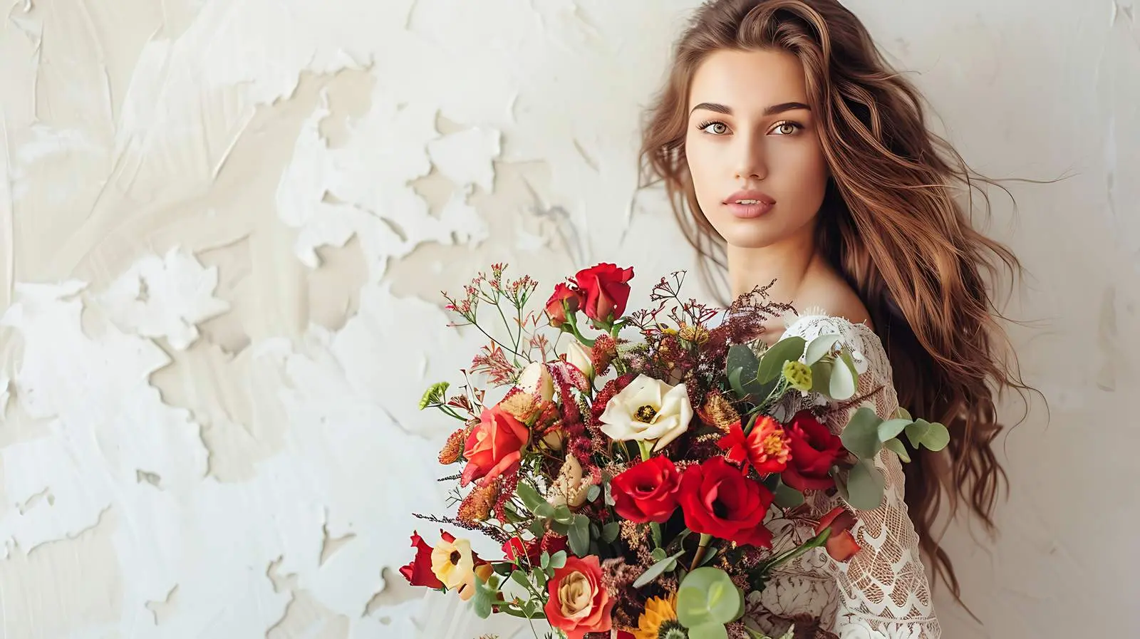 Elegant Woman Holding a Stunning Flower Bouquet — free download from Dotvec
