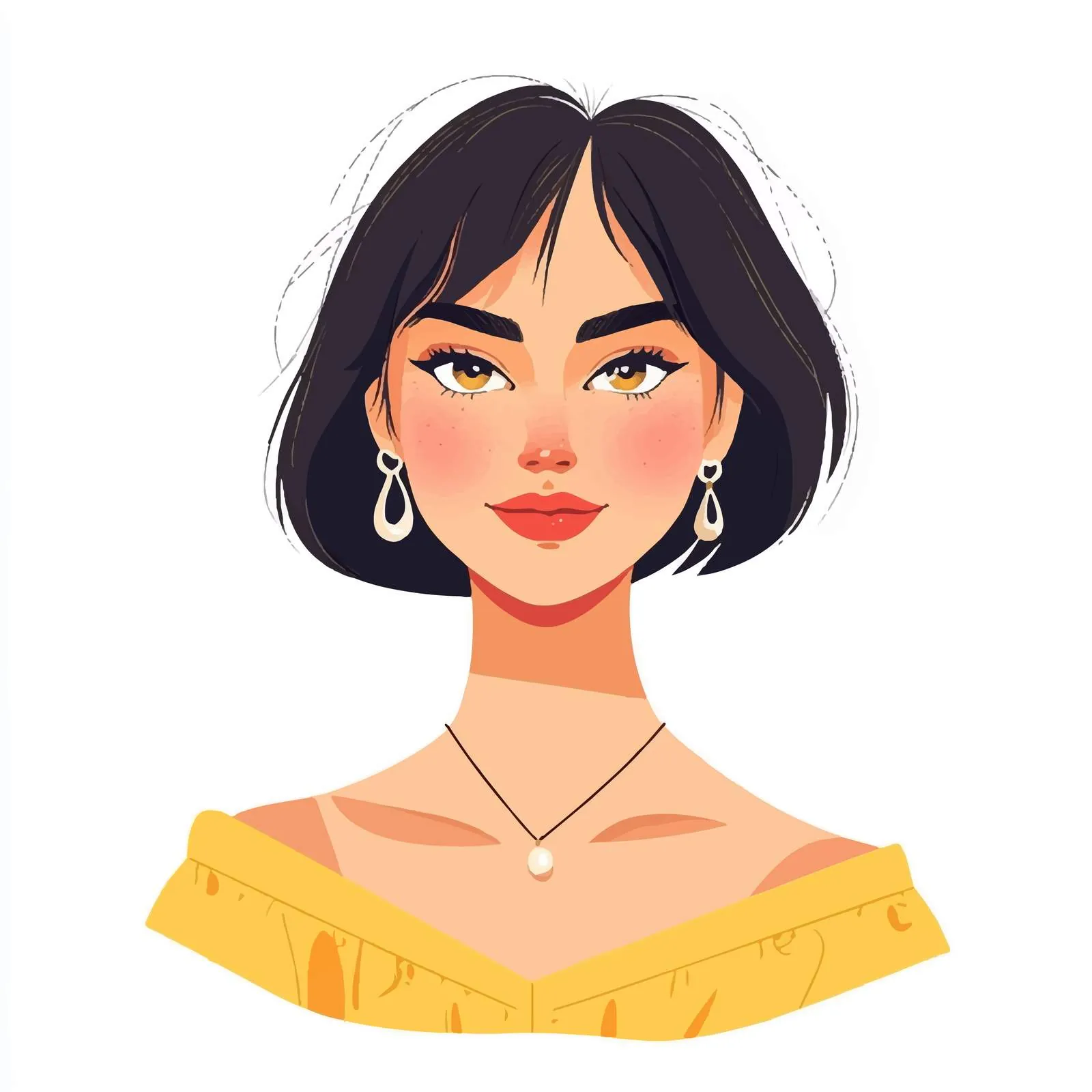 Elegant Smiling Young Woman Portrait Vector — free download from Dotvec