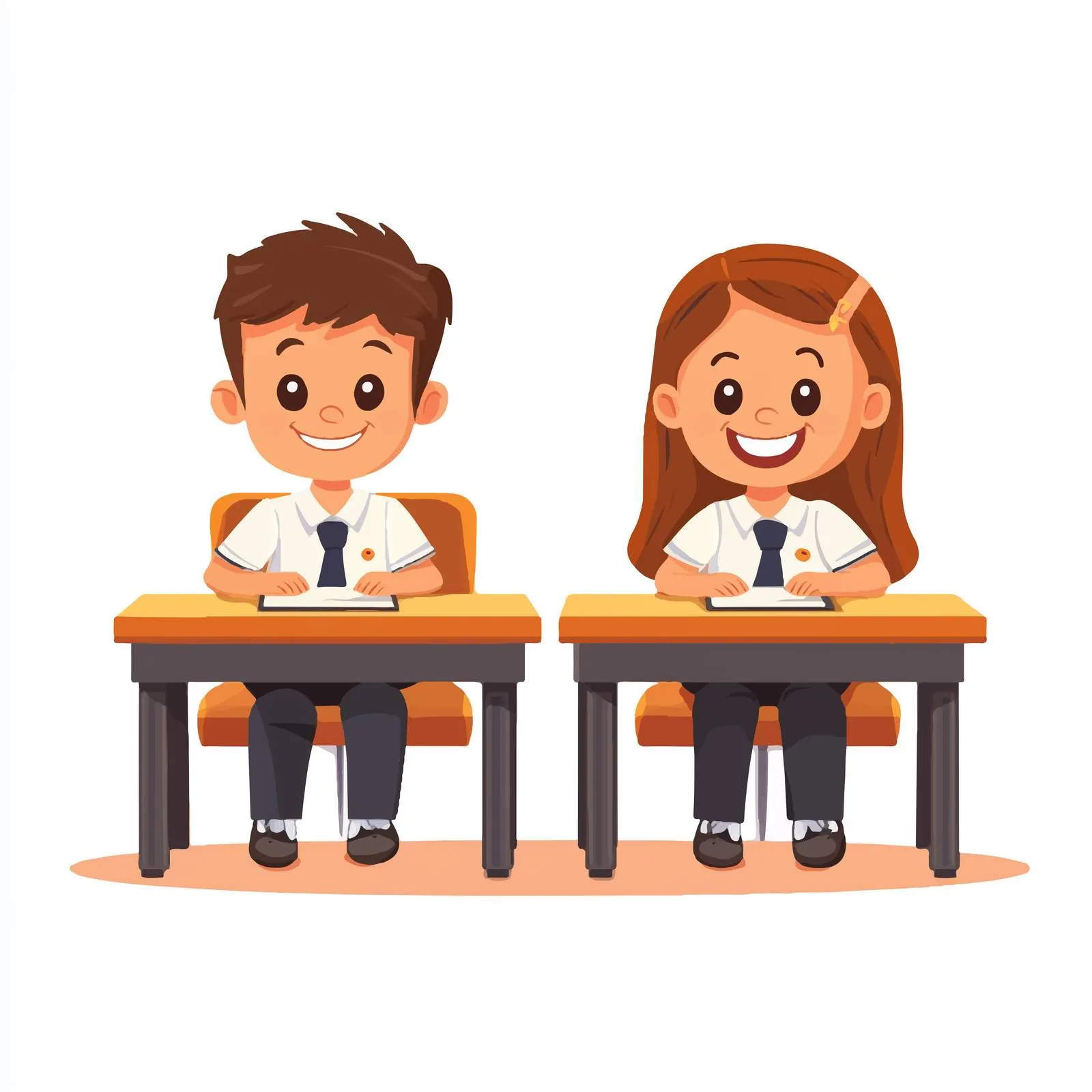 School Kids in Uniform at Classroom Desk — free download from Dotvec