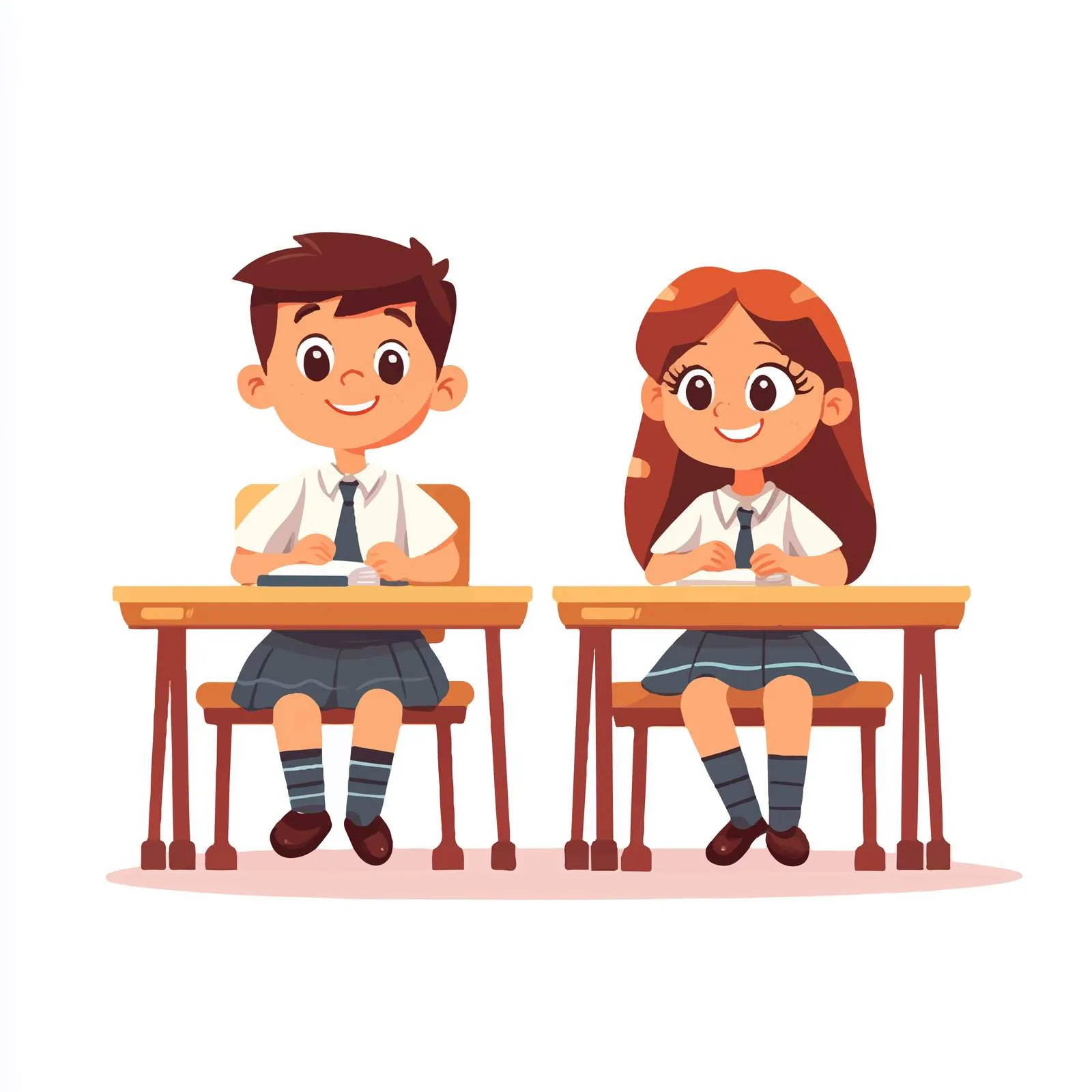 School Children in Uniform at Classroom Desk — free download from Dotvec