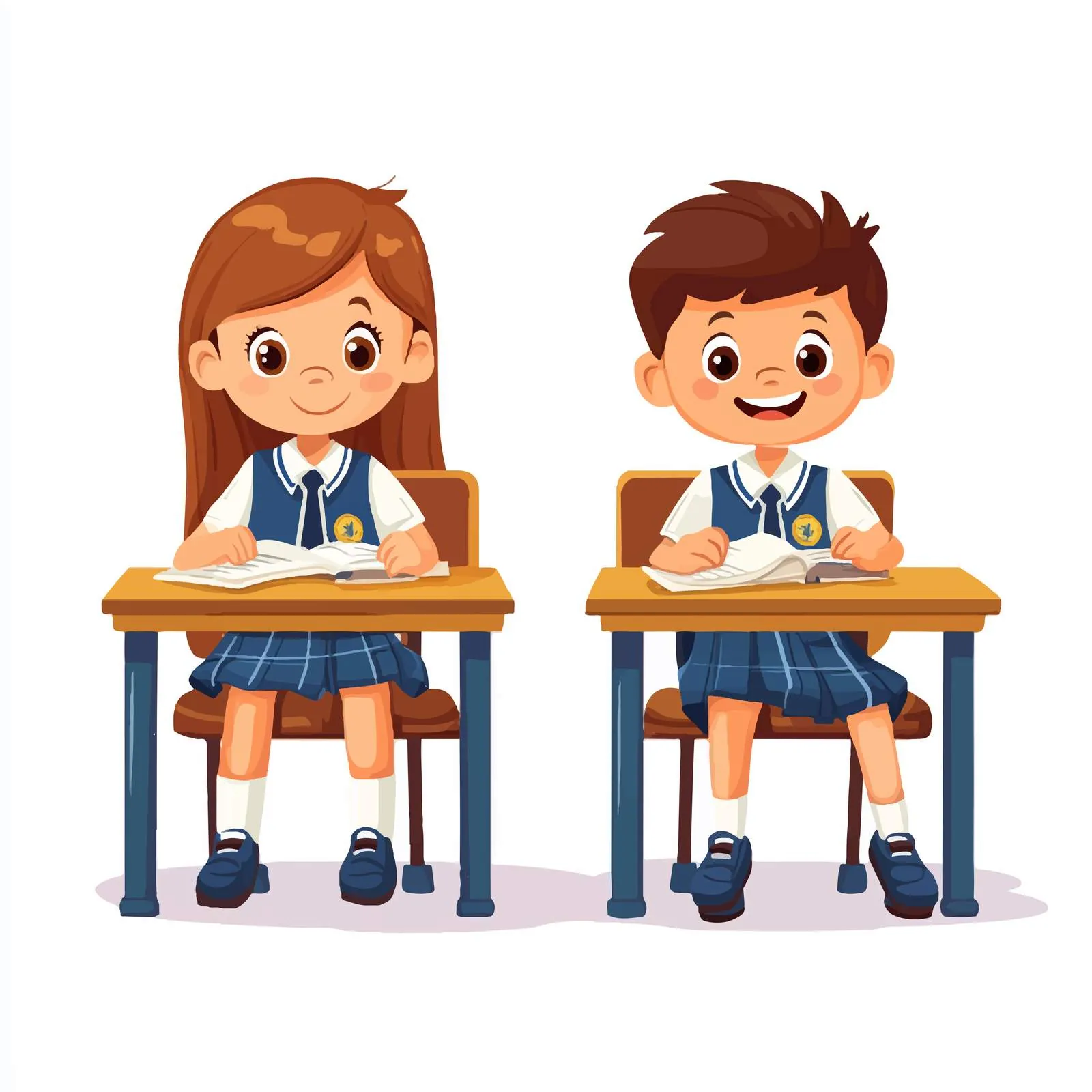School Kids in Uniform at Classroom Desk — free download from Dotvec