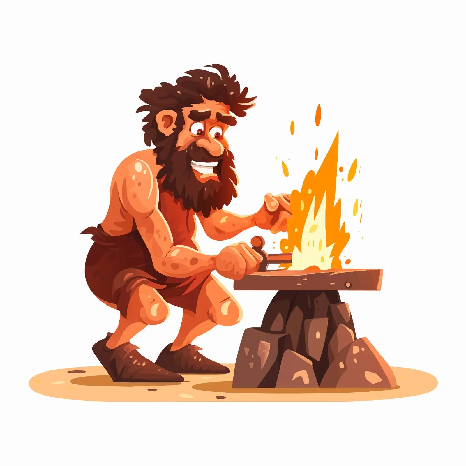 Archaic Man in Skin Clothing Vector Illustration — free download from Dotvec