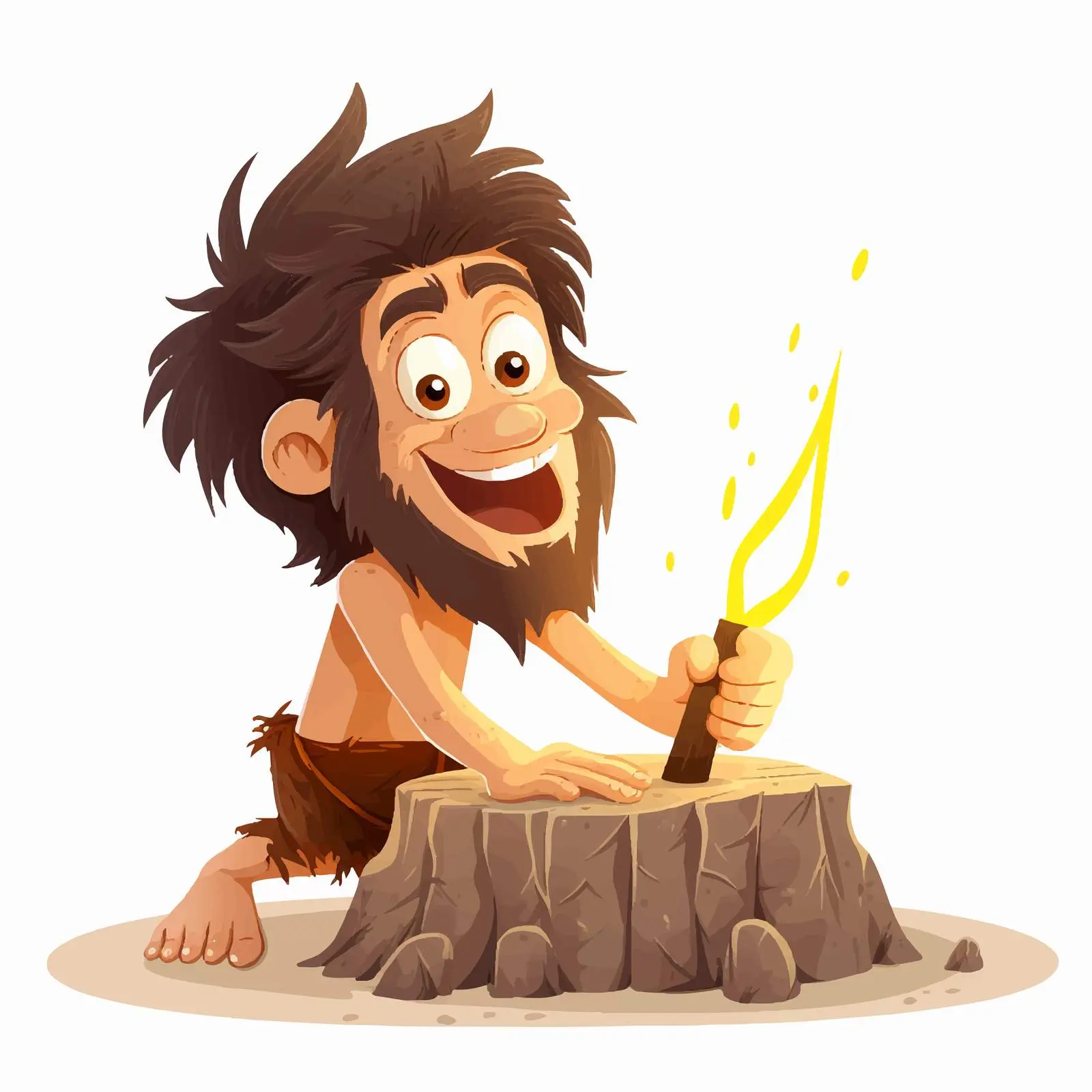 Caveman in Skin Clothing Vector Illustration — free download from Dotvec
