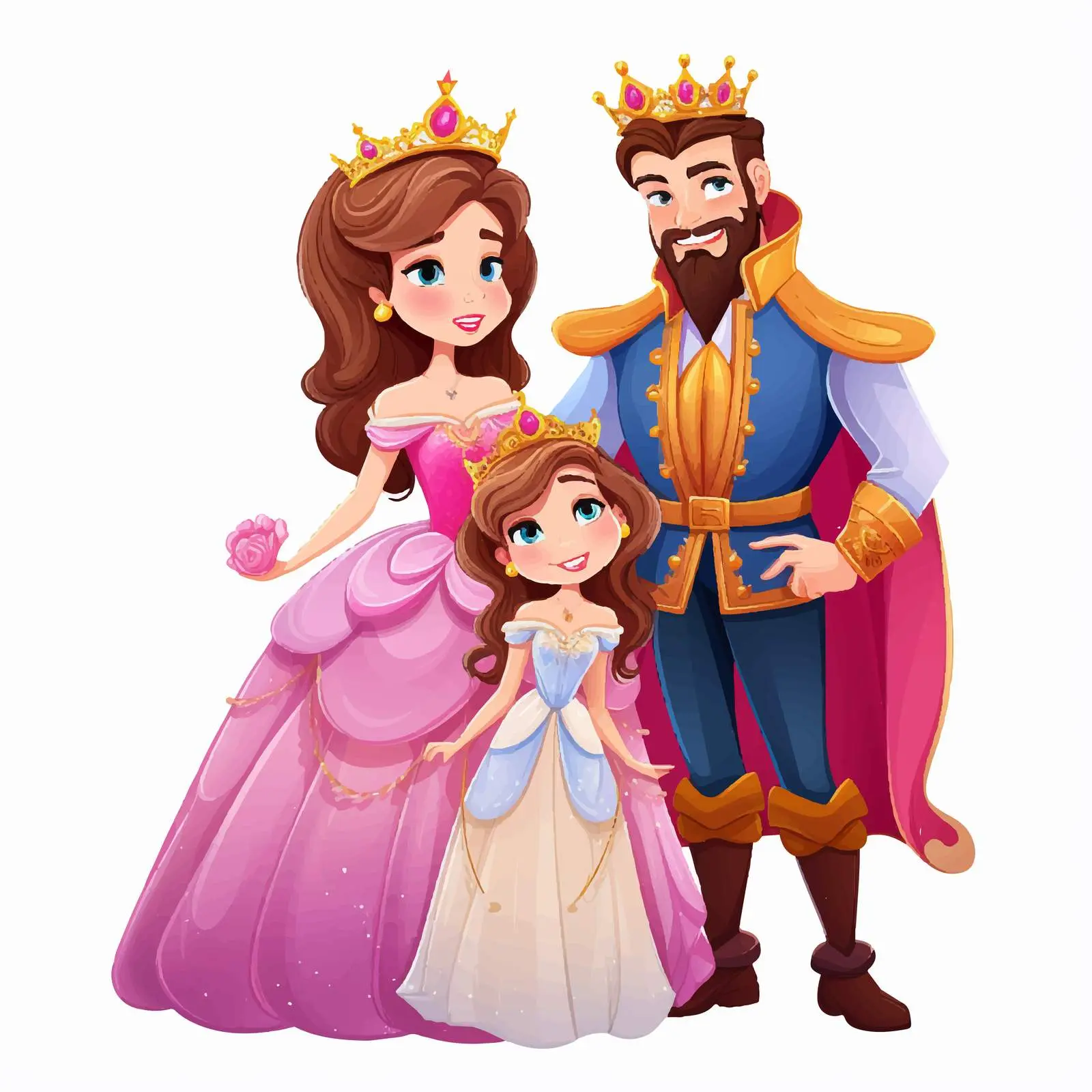 Princess with King and Queen in Castle Vector — free download from Dotvec