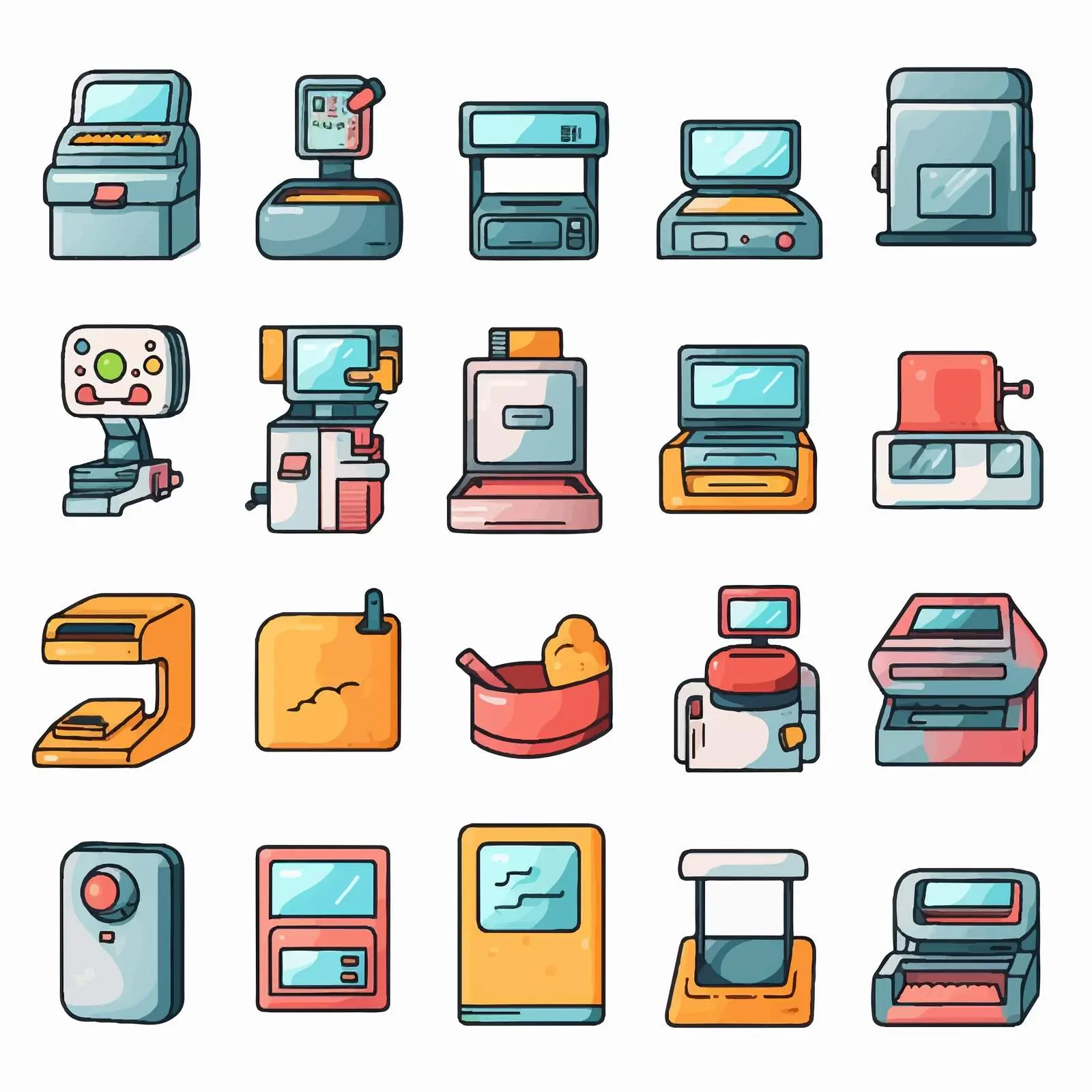 Cartoon Print Icon Vector Set on White Background – free whimsical vector image from Dotvec