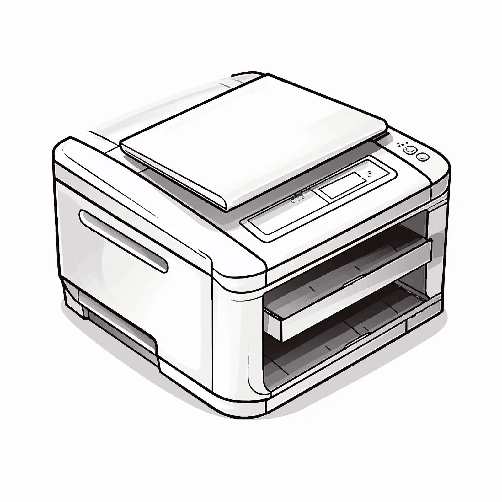 Printer Outline Vector Illustration on White Background — free download from Dotvec