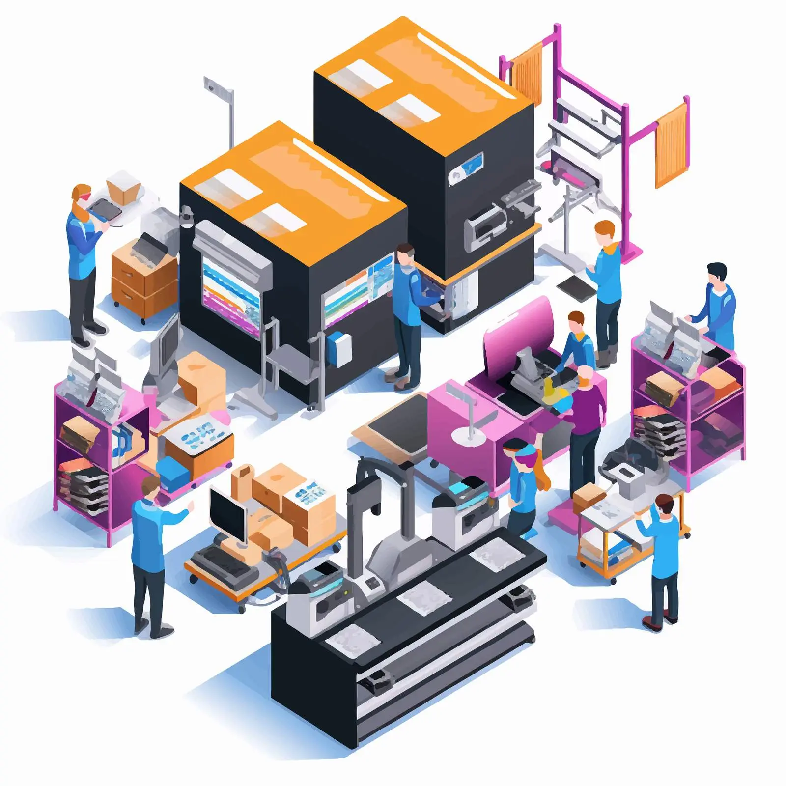 Printshop Staff Working in a Printing Service Center — free download from Dotvec