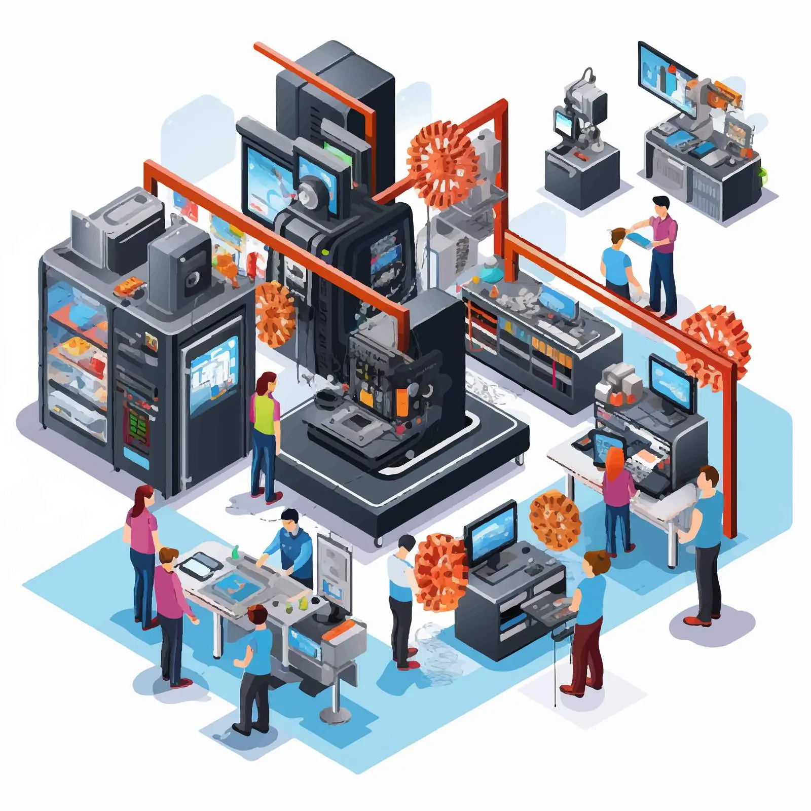 Diverse Team at Printshop Working Together — free download from Dotvec