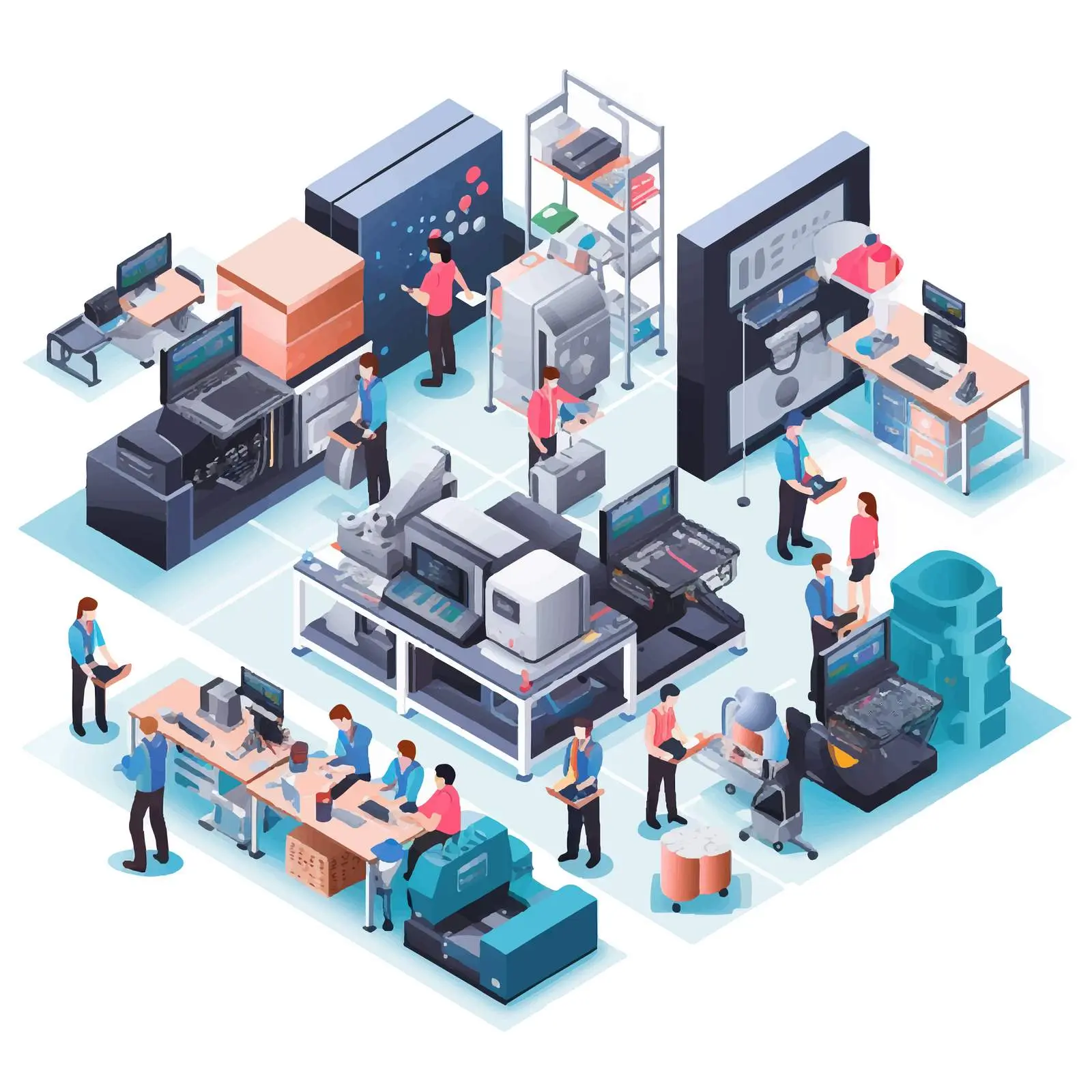 Diverse Team at Printing Service Center — free download from Dotvec