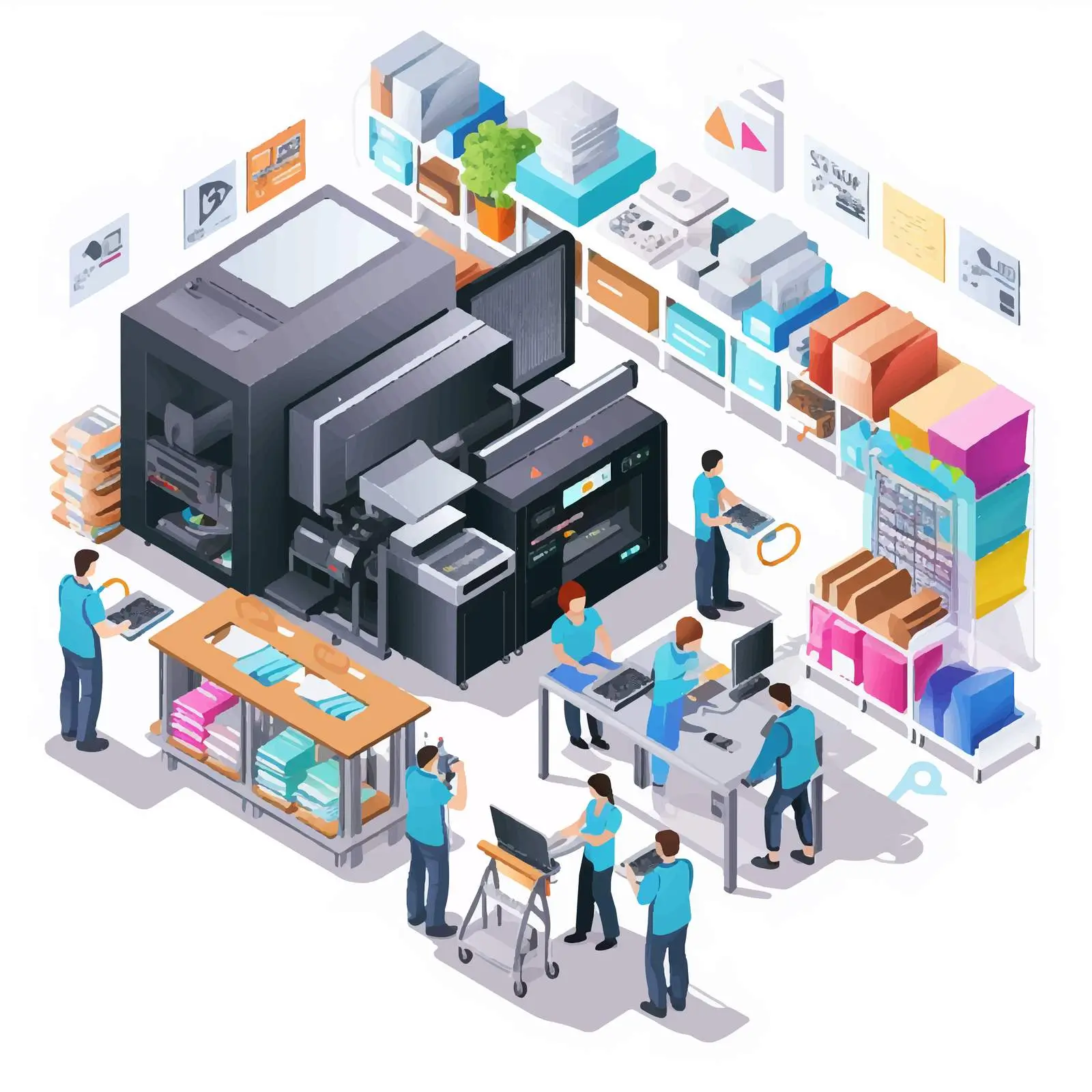 Diverse Team at a Printing Service Center – free collaborative effort image from Dotvec