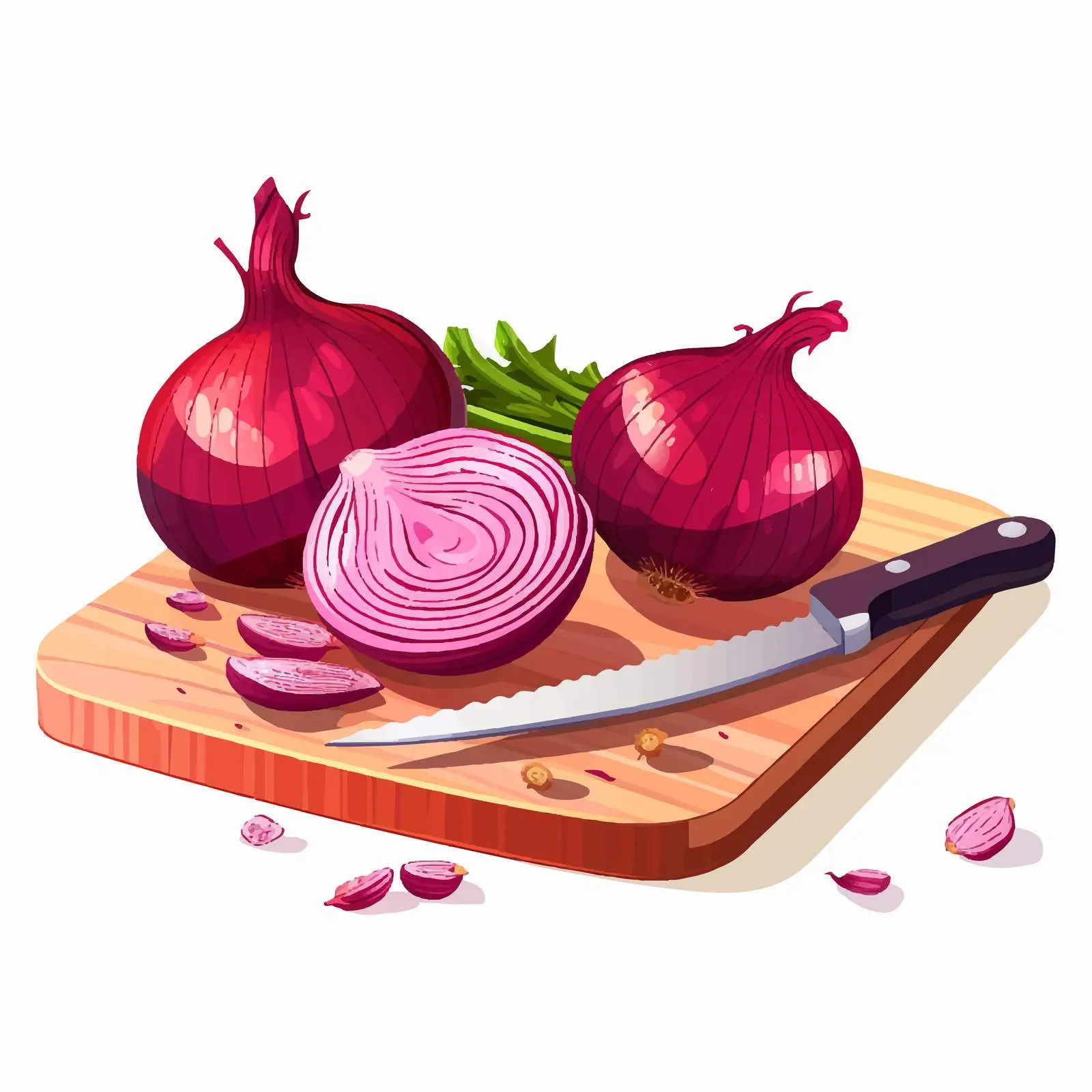 Cutting Fresh Raw Red Onion into Ring Slices — free download from Dotvec